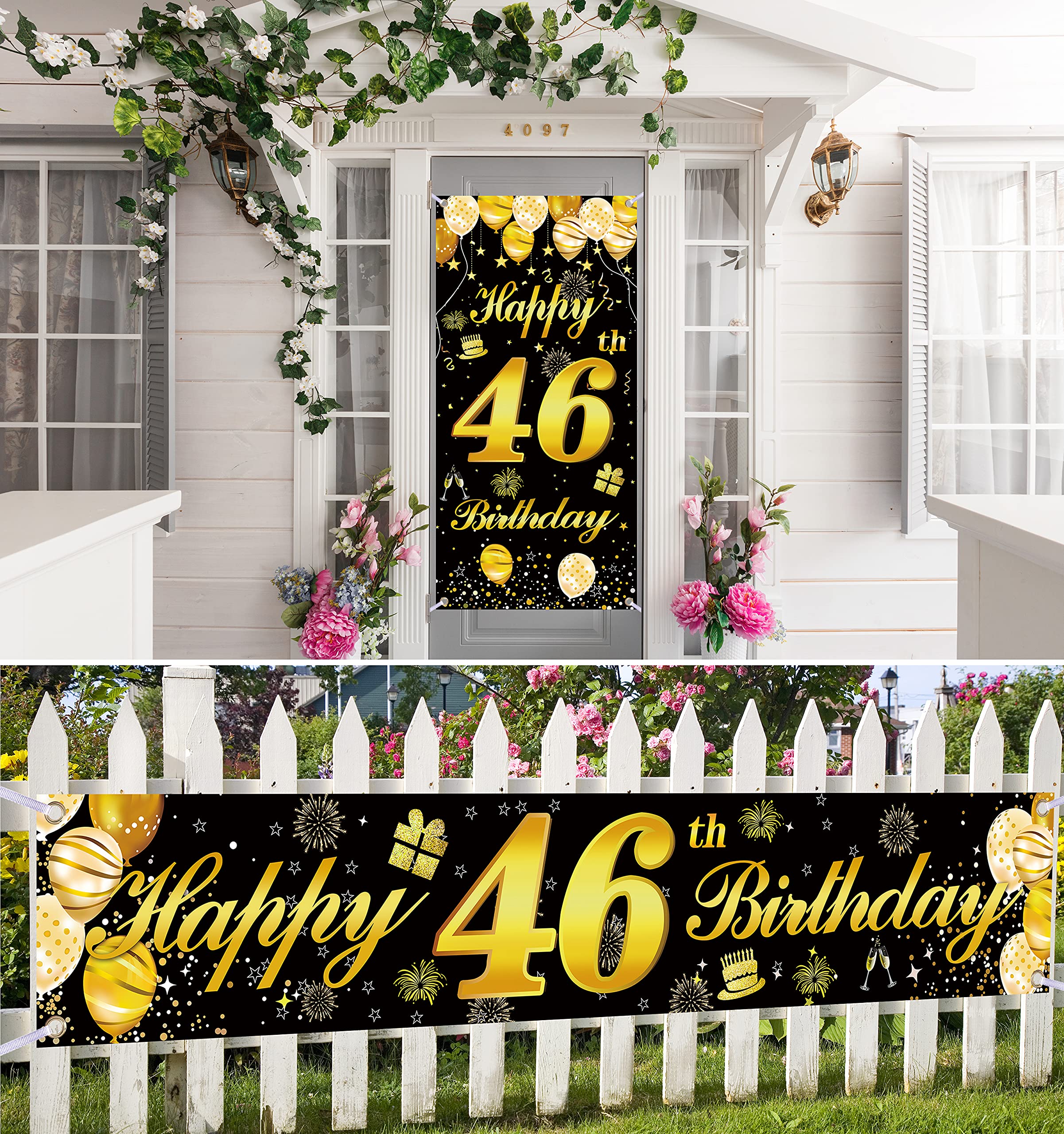 46th Happy Birthday Banner for Men - Premium Birthday Party Decorations & Backdrop - Perfect for Home, Office, or Surprise Party Decor