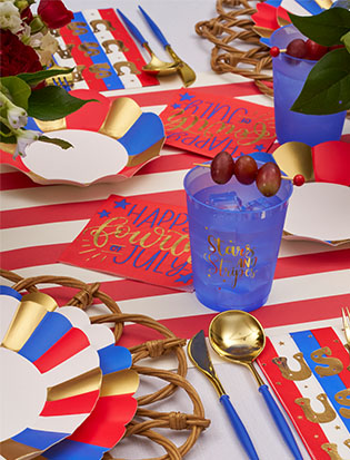 Modern Patriotic Cocktail Napkins - 20 Pack for 4th of July Party Decorations | Red White & Blue Paper Drink Coasters for Independence Day Celebrations, BBQs, and Summer Gatherings