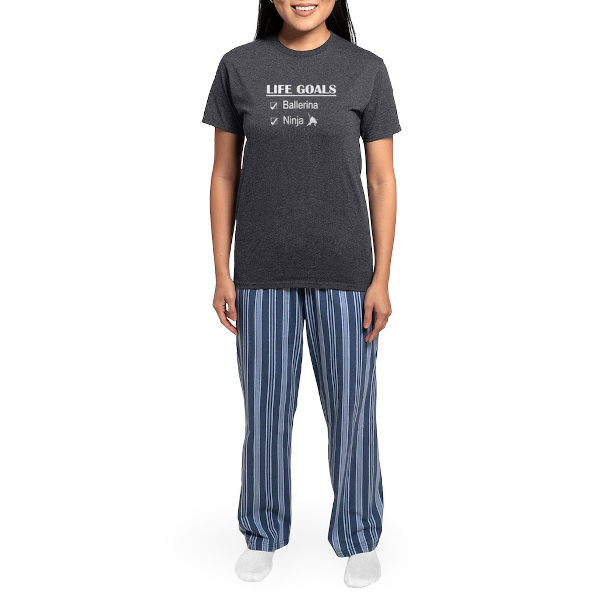 Ballerina Ninja Life Goals Women's Charcoal Pajama Set - Funny Novelty Sleepwear for Women - Perfect for Birthday Gifts, Sleepovers & Relaxing at Home