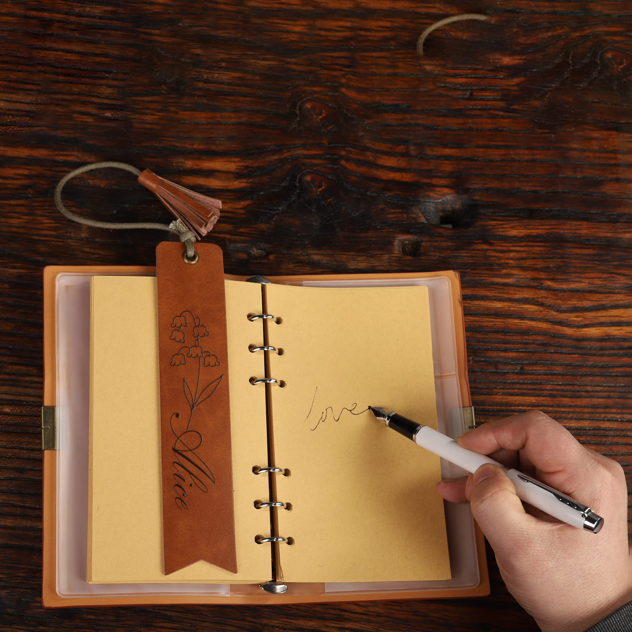 Personalized Engraved Leather Bookmark with Birth Flower & Name - Custom Gift for Book Lovers, Graduation, Birthday, Christmas, Mother's Day & Anniversary - Perfect Reading Accessory for Novels, Journals, Bibles & Study Books - Great for Book Clubs, Home Libraries, Coffee Shops & Cozy Reading Nooks
