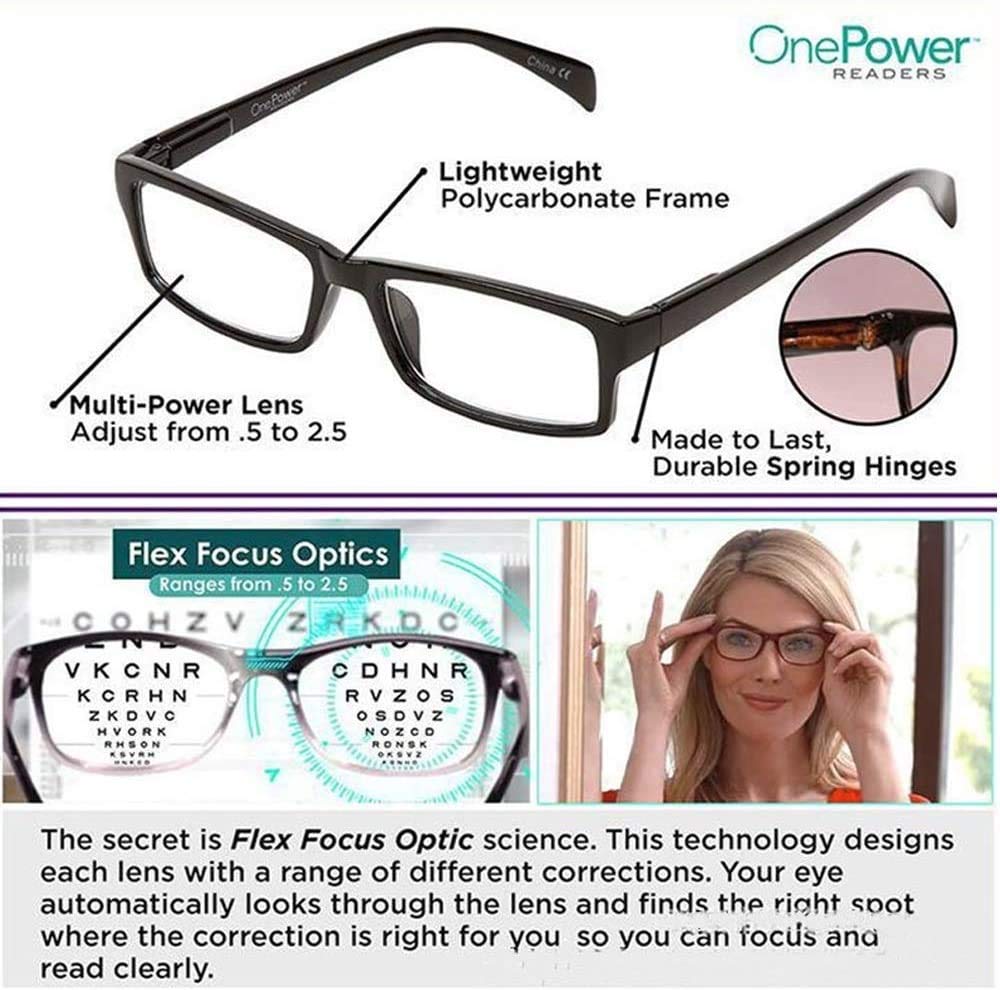 One Power Readers Auto Focus Reading Glasses - Progressive Multifocal Computer Eyewear for Men & Women | HD Adjustable Optical Glasses for Reading, Computer Work & Office Use