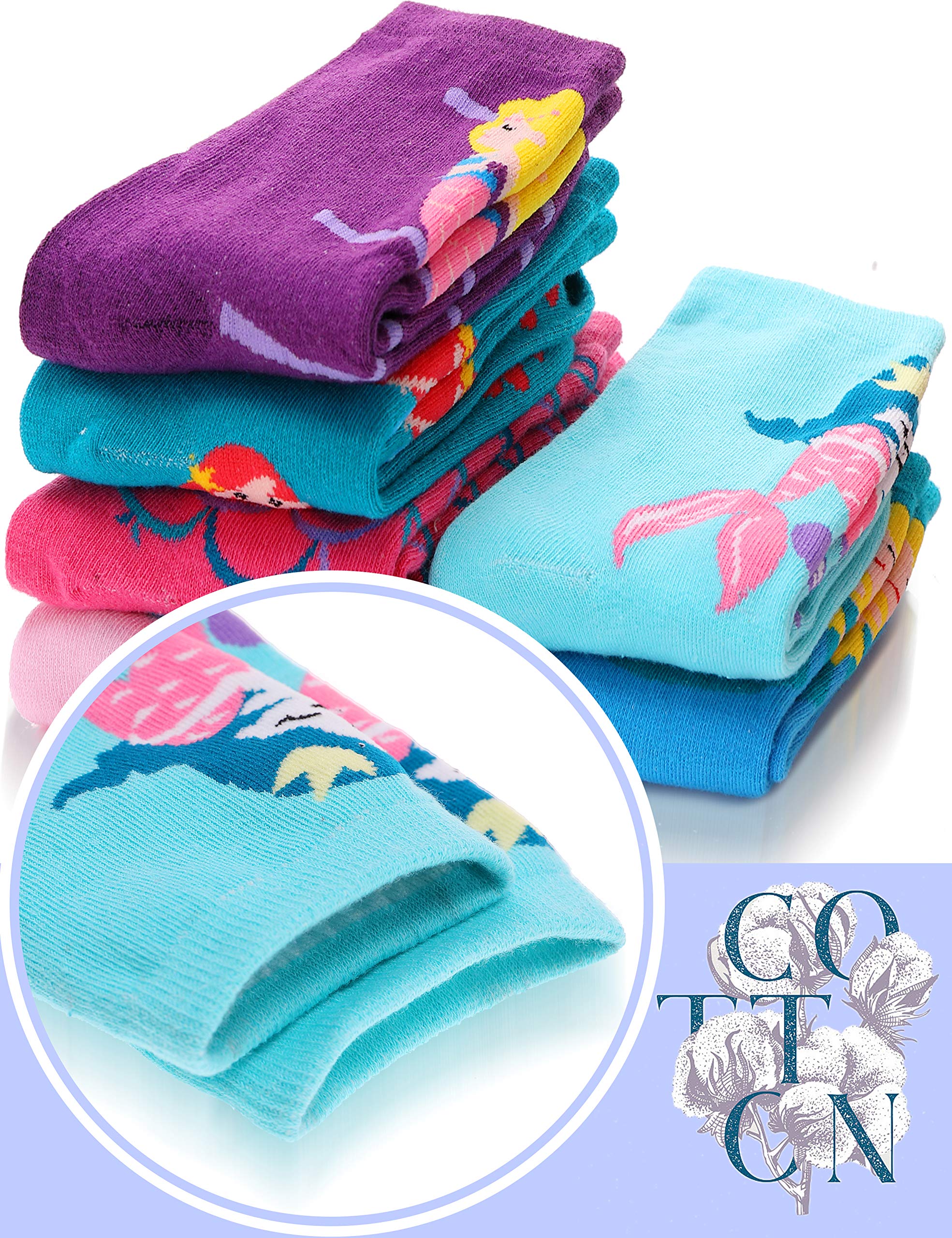 **Anlisim Girls Socks 6-Pack - Cute Animal Print Cotton Socks for Kids, Soft & Comfortable, Novelty Cartoon Design - Perfect for School, Play & Everyday Wear**