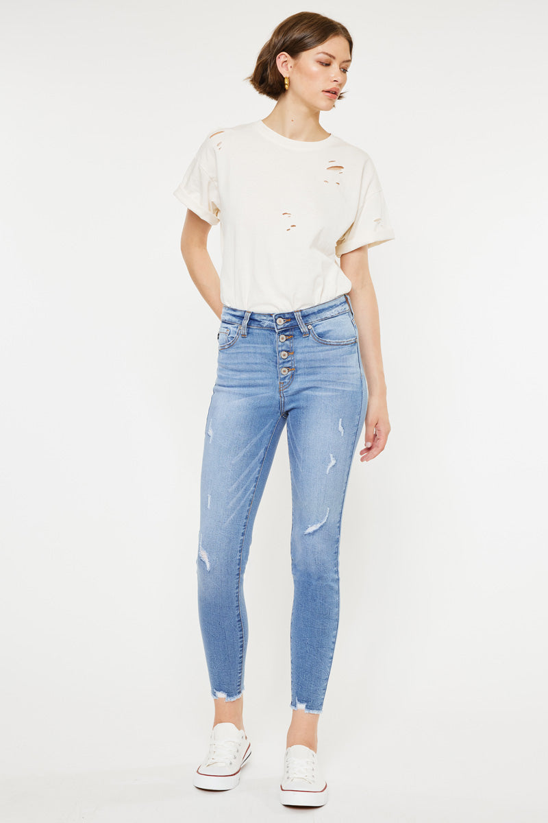 Cecilia High Rise Ankle Skinny Jeans for Women - Slim Fit Stretch Denim Pants - Perfect for Casual Outfits, Date Nights & Office Wear