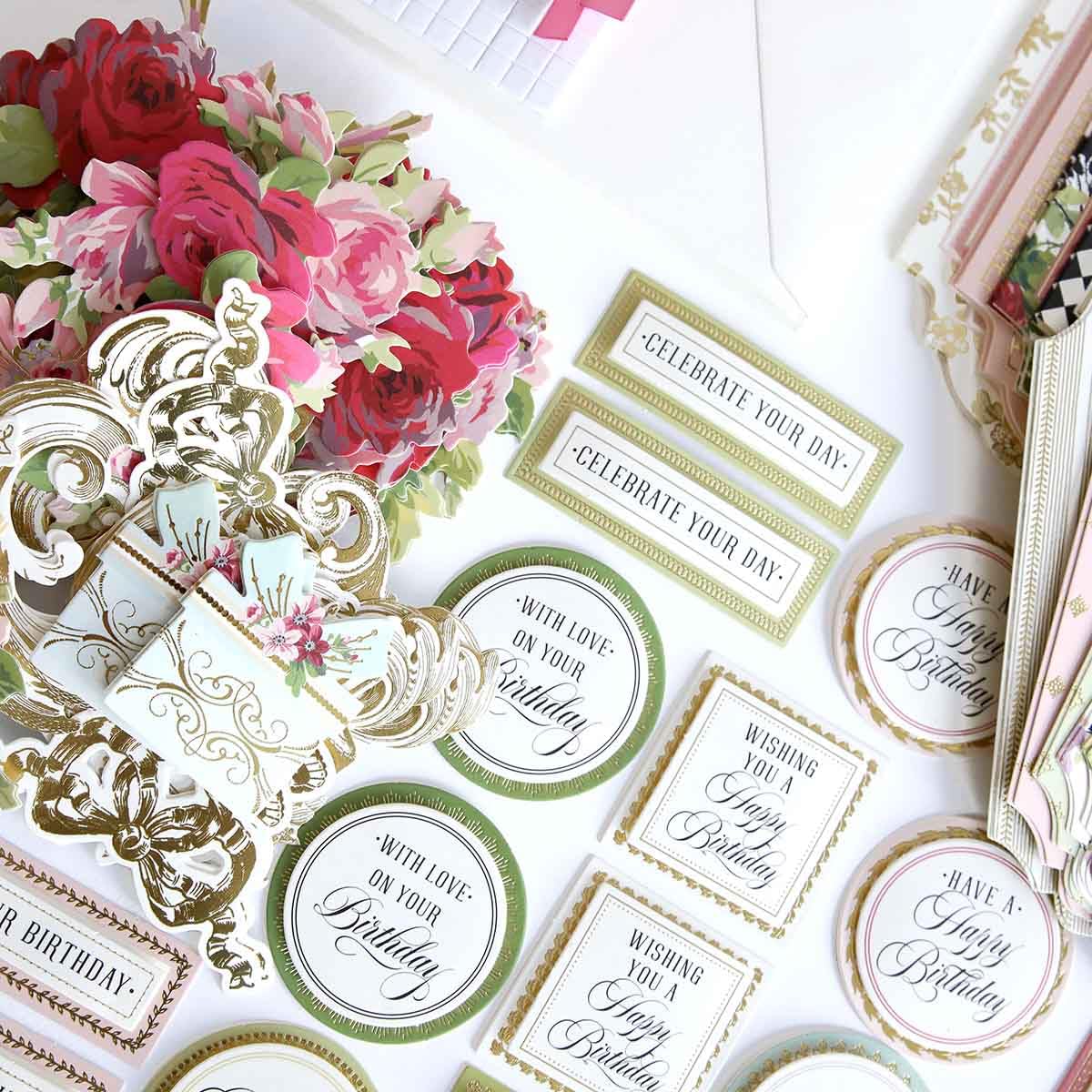 Anna Griffin Simply Birthday Card Kit - DIY 12 Unique Handmade Greeting Cards with Pre-Cut Materials, Embellishments & Satin Ribbons - Complete Step-by-Step Guide - Perfect for Birthday Parties, Crafting Gifts & Scrapbooking Projects