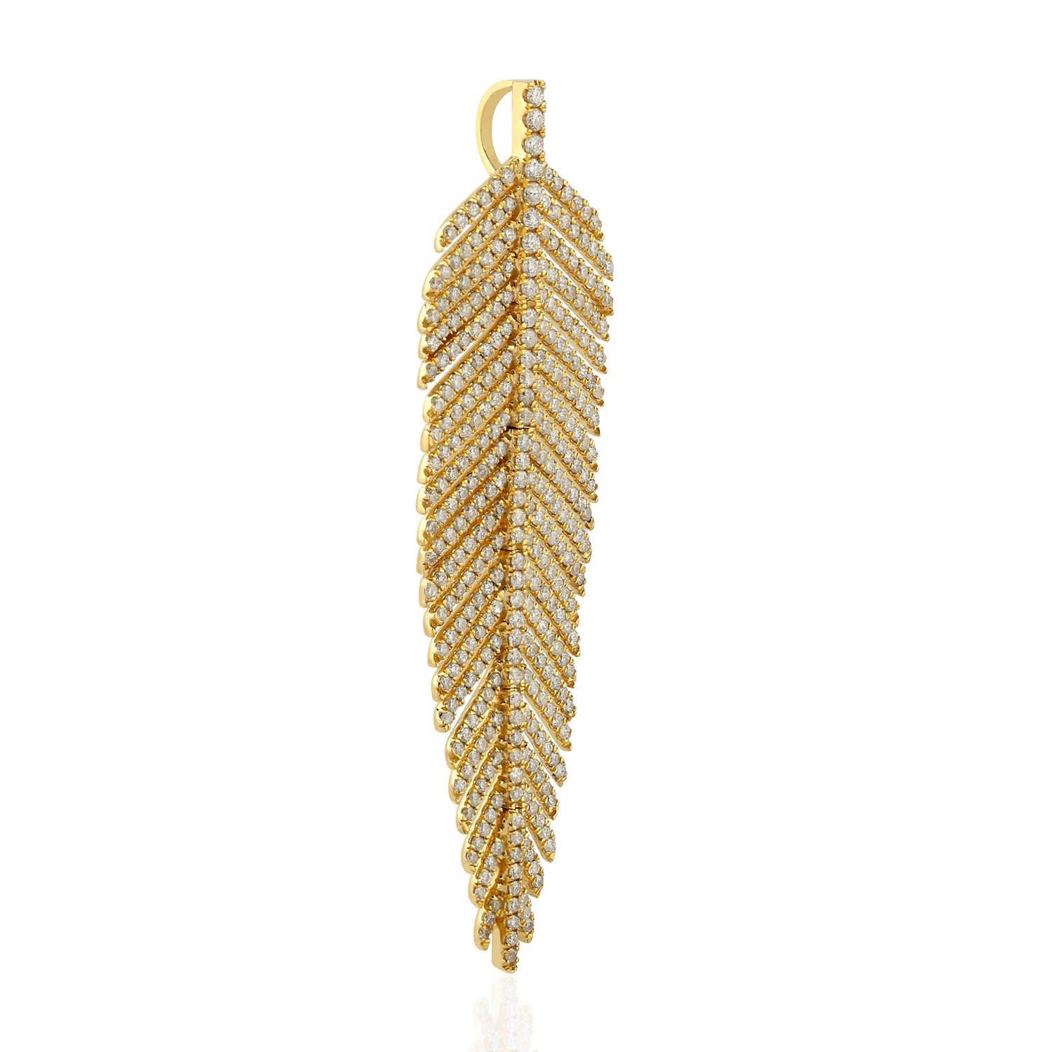 18K Yellow Gold Micro Pave Diamond Angel Feather Pendant Necklace for Women - Elegant Gift for Birthday, Anniversary & Special Occasions