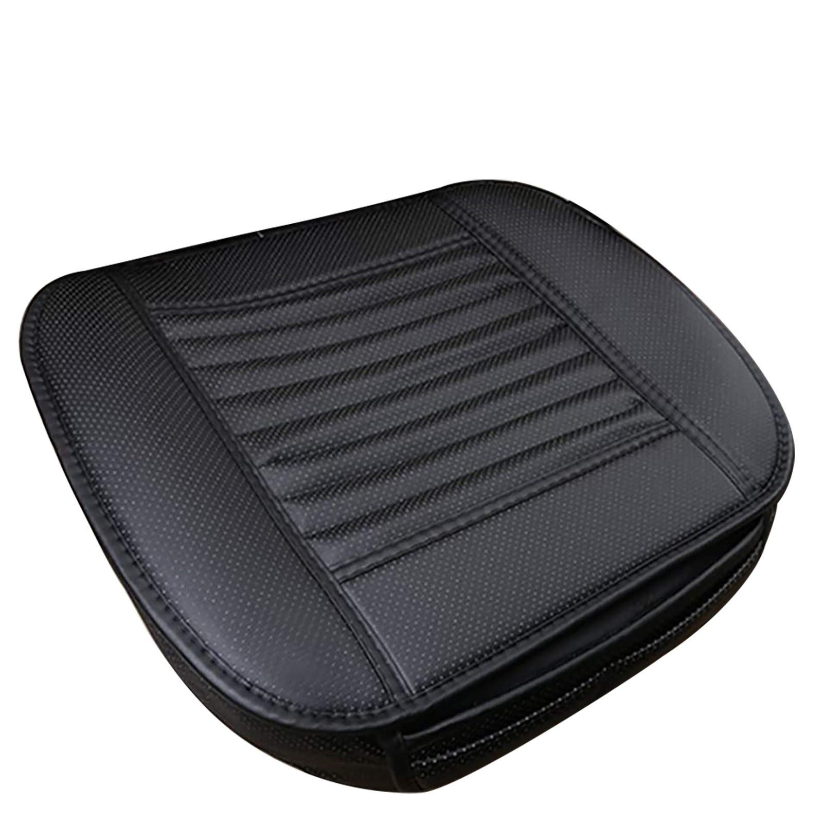 Breathable Universal Leather Car Seat Cushion with Bamboo Cover - Comfortable Auto Chair Pad for Long Drives, Office & Home Use - Tools & Home Improvement, Car Accessories