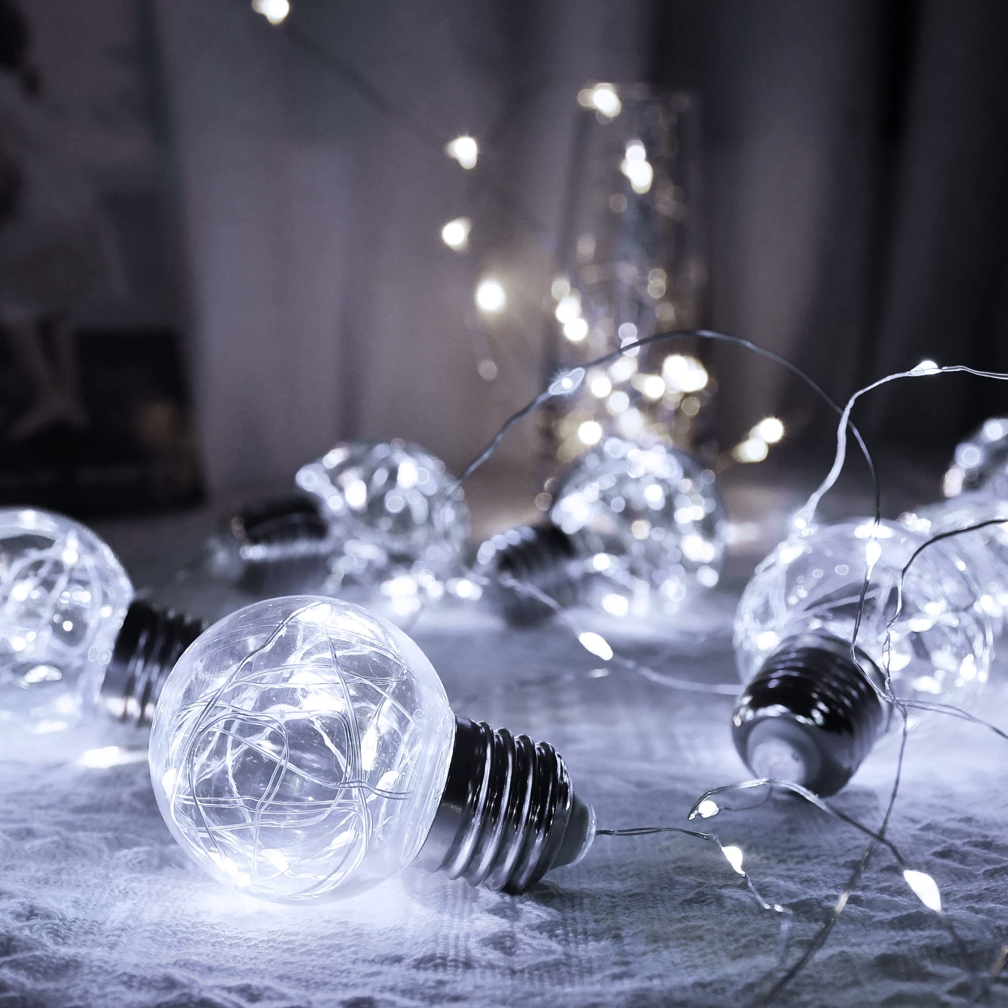 YOLIGHT 200 LED Wishing Ball Curtain Lights with Remote - USB Battery Powered Twinkle Globe Fairy Lights for Wedding, Party, Bedroom, Halloween & Christmas Decorations (White) - Perfect for Indoor Window Decor, Romantic Ambiance, and Holiday Lighting