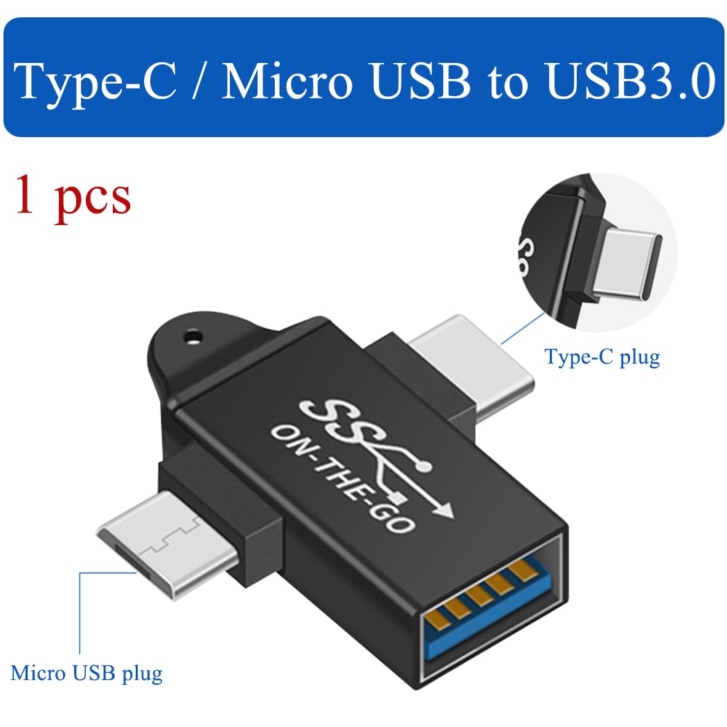 JORINDO 2-in-1 USB C & Micro USB to USB 3.0 Adapter - OTG Compatible Converter for Smartphones, Tablets, Laptops - Perfect for Data Transfer, Charging & Connecting Devices