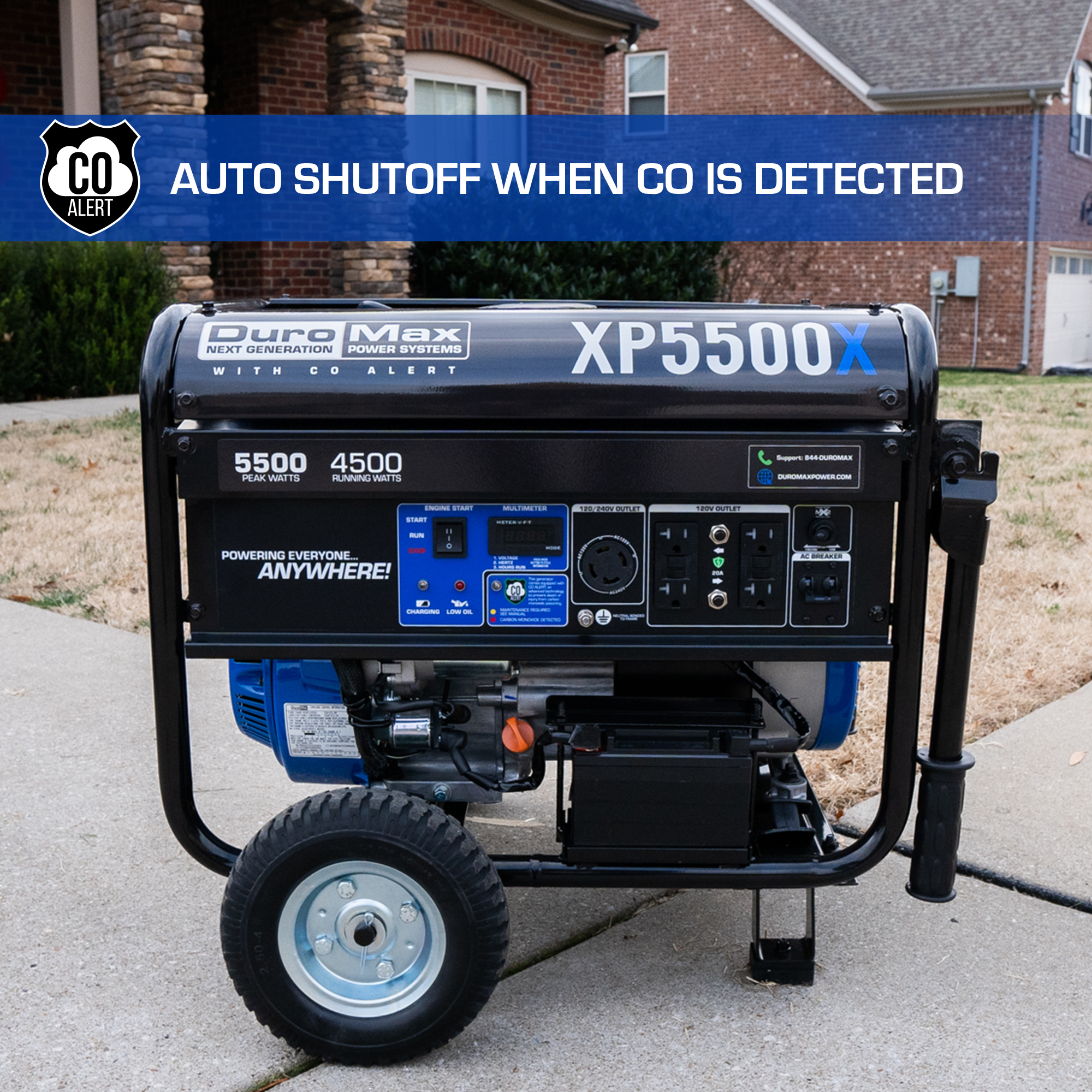 5500W Portable Gasoline Generator with CO Alert - Reliable Backup Power for Home, Camping & Outdoor Emergencies