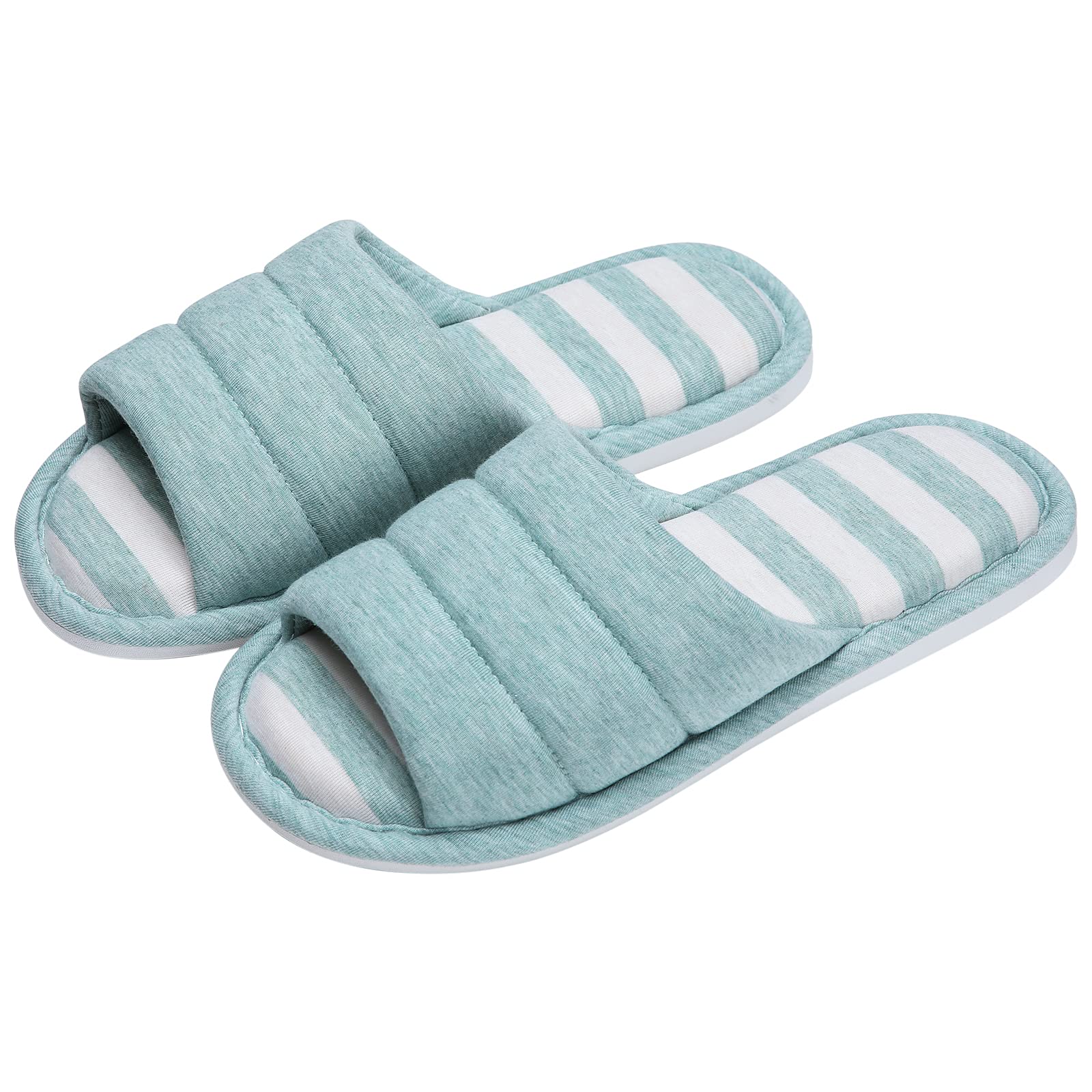 Shevalues Open Toe House Slippers for Women & Men - Soft Cotton Indoor Shoes with Memory Foam - Comfortable Slip-On Bedroom Slippers for Home, Spa & Relaxation