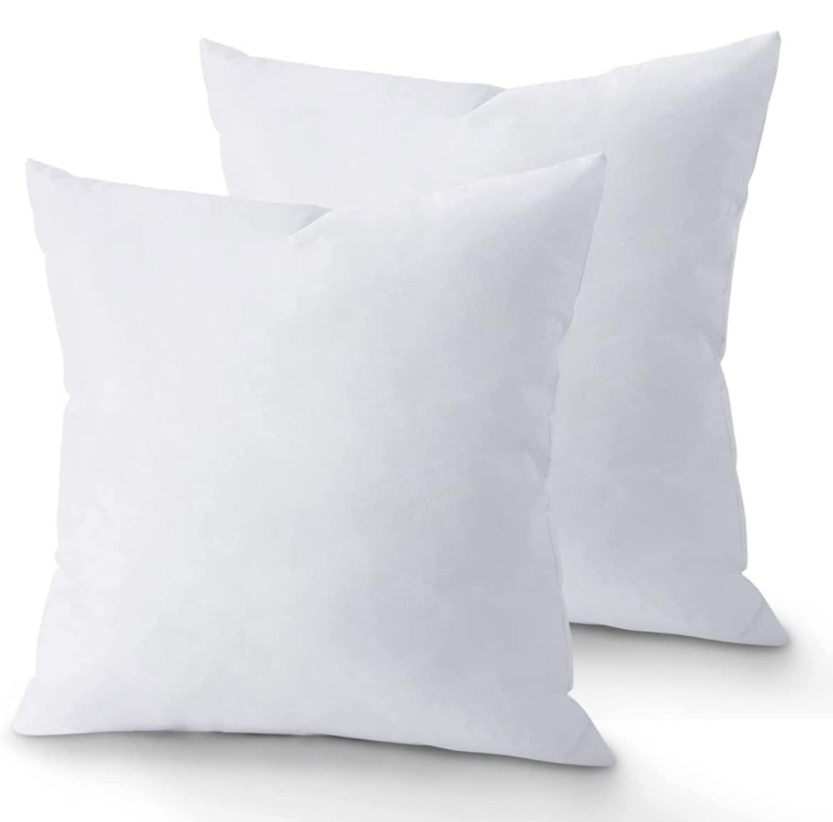 18x18 Inch Down Alternative Throw Pillow Inserts - Pack of 2 White Decorative Pillow Filler for Sofa, Bed & Living Room - Soft Couch Cushions for Home Decor & Comfort