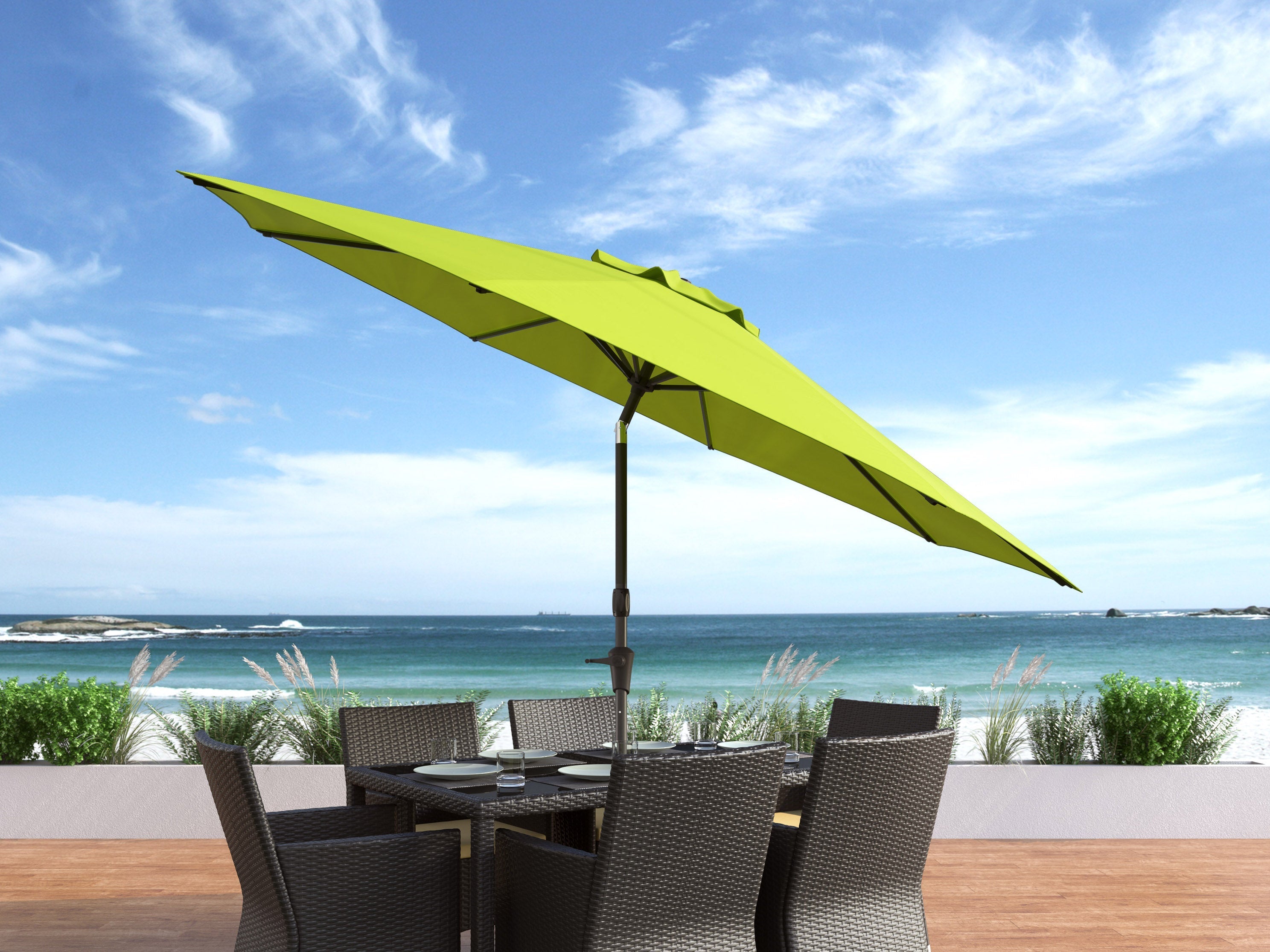 10ft Wind Resistant Lime Green Outdoor Patio Umbrella - Perfect for Backyard, Poolside, and Beach Use