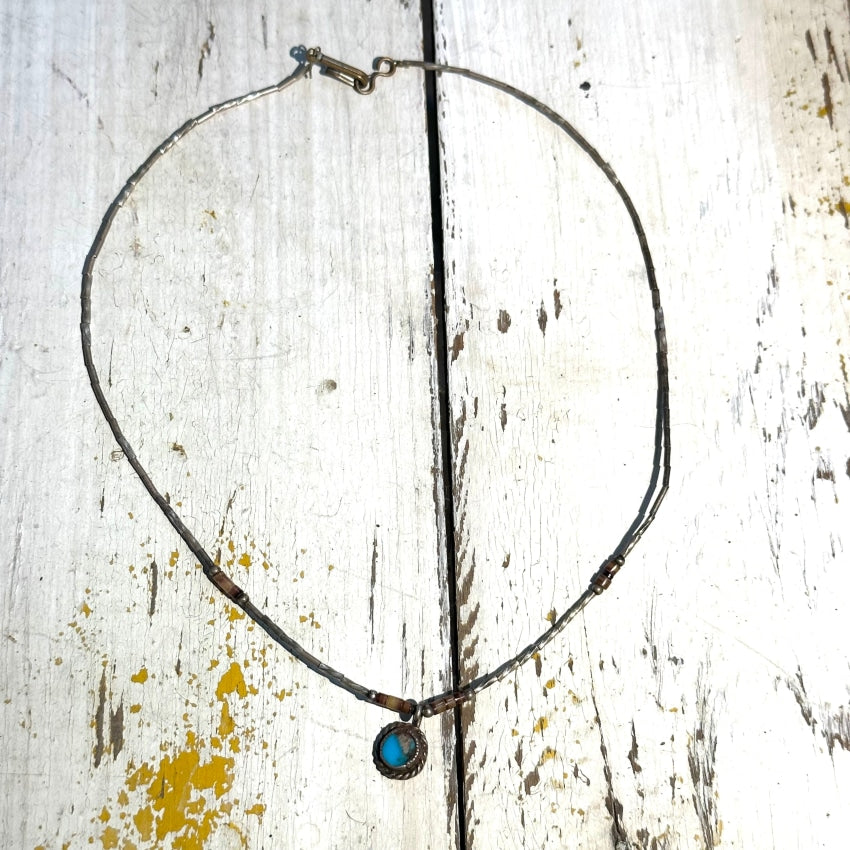 Vintage Sterling Silver Turquoise Pendant Necklace - Handmade Southwest Jewelry for Women - Perfect for Boho Fashion, Gift Giving & Special Occasions