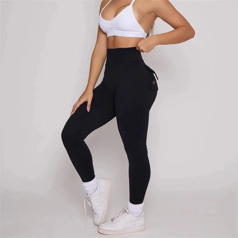 Pchee Bum Leggings 2023 - High Waist Yoga Pants with Pockets for Women - Workout Gym & Running Tights - Butt Lifting Peach Hips Design - Perfect for Yoga, Fitness & Casual Wear