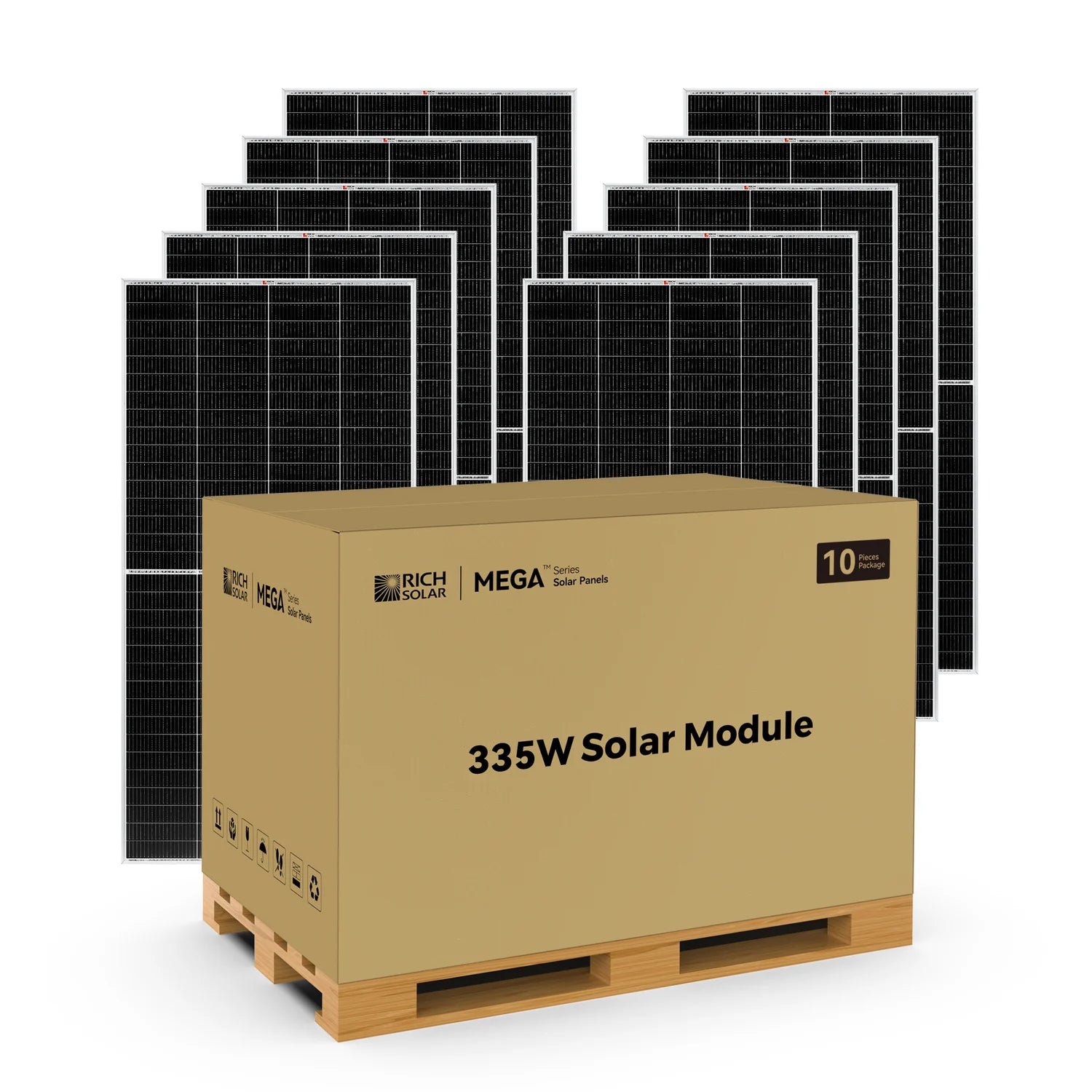 Rich Solar MEGA 335 Watt Monocrystalline Solar Panel - High Efficiency 24V Solar Panel for RV, Boat, Off-Grid & Home Use - Weather Resistant Solar Power Solution for Camping & Emergency Backup