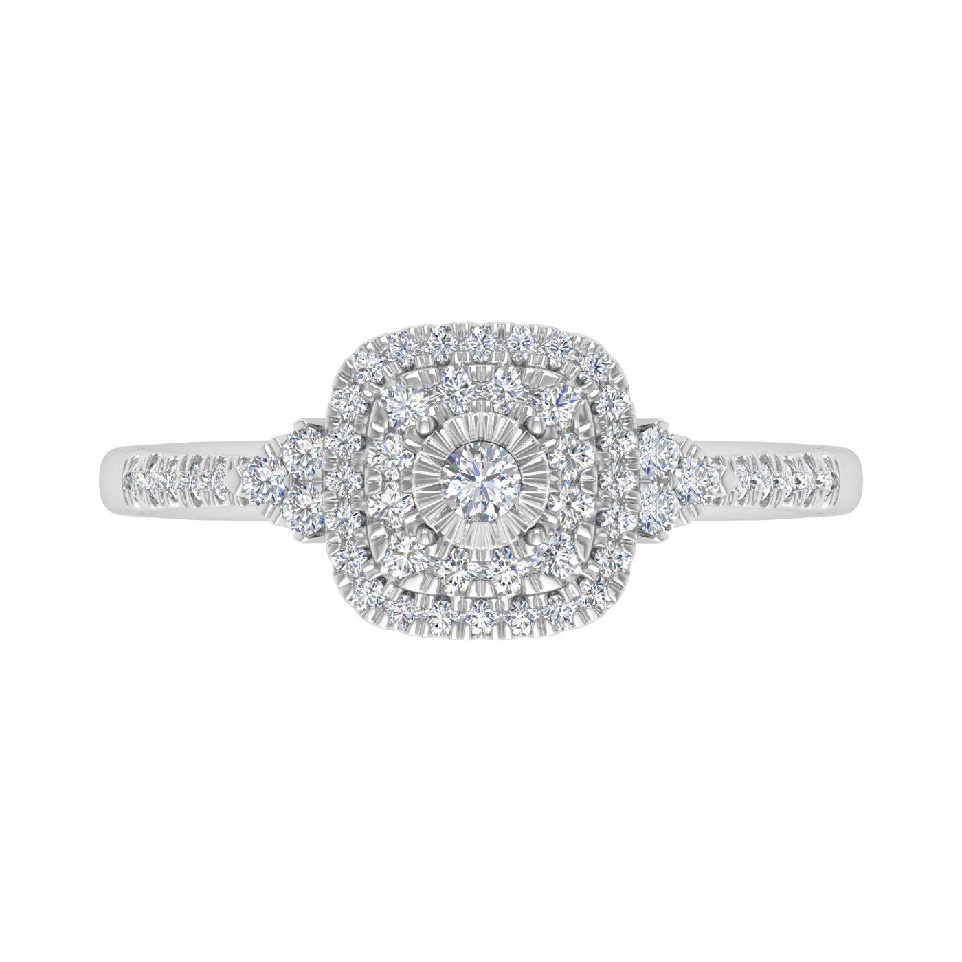 1/3 Carat Cushion Cut Halo Diamond Engagement Ring in 10K Gold - IGI Certified for Women | Wedding Proposal, Anniversary Gift, Valentine's Day Present