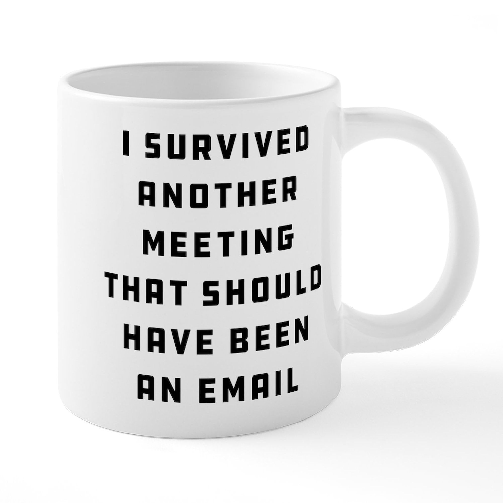 I Survived Another Meeting 20 oz Ceramic Coffee Mega Mug - Funny Office Gift for Coworkers & Boss - Large Insulated Coffee Cup for Work, Meetings & Office Humor
