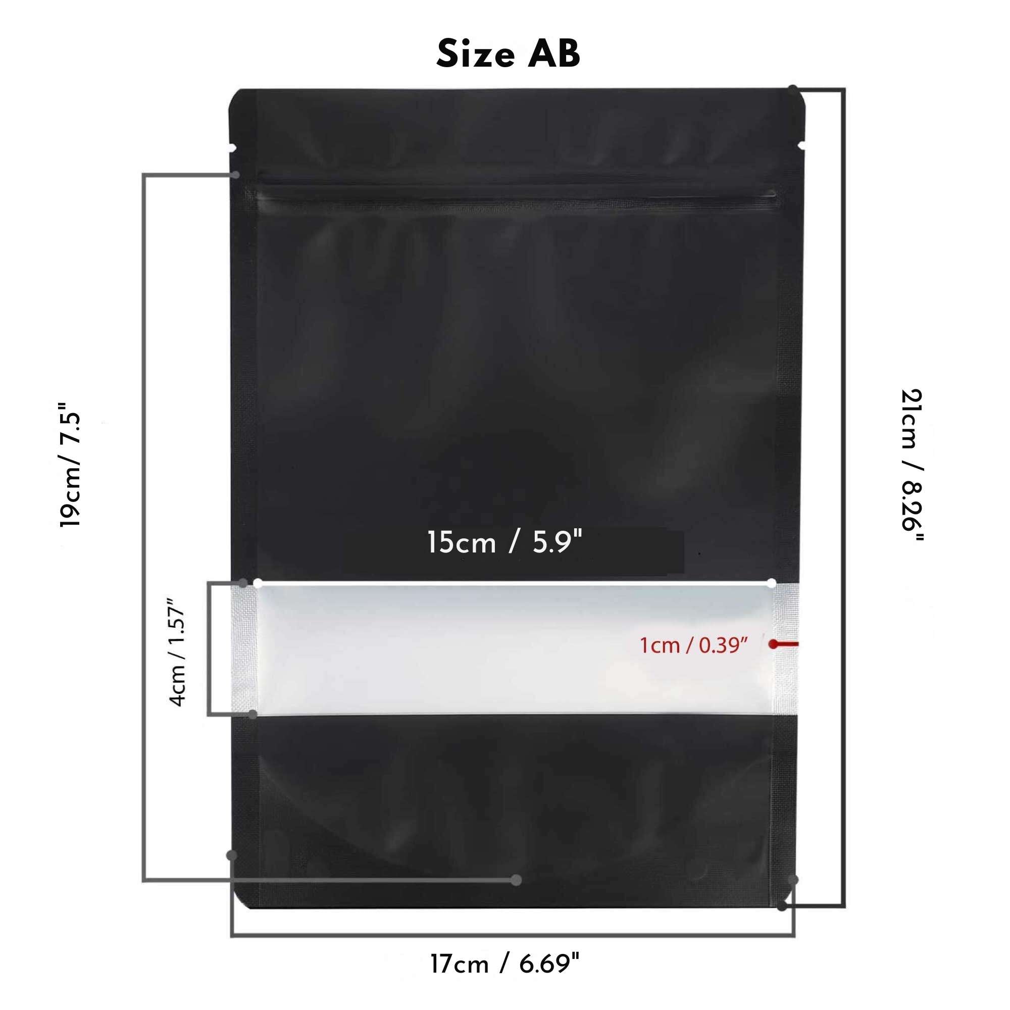 100 Resealable Stand Up Bags 21x17cm - Black Food Storage Pouches with Zipper | Perfect for Snacks, Coffee, Tea & Bulk Food Packaging