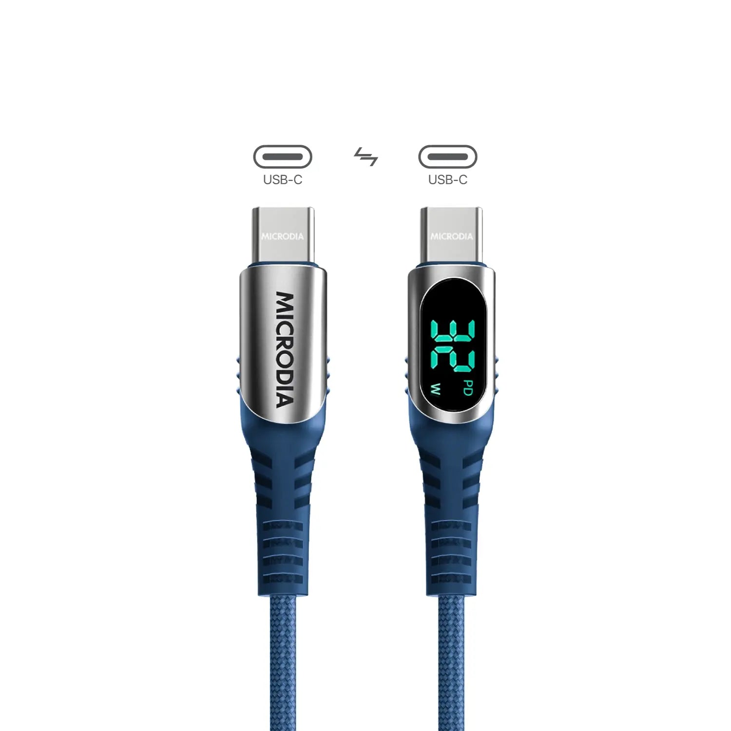 MICRODIA ExeCable™ 6ft USB C to USB C Cable 60W/100W Fast Charging & Data Sync with LED Power Display - Perfect for MacBook Pro, Galaxy S23, iPad Pro & More