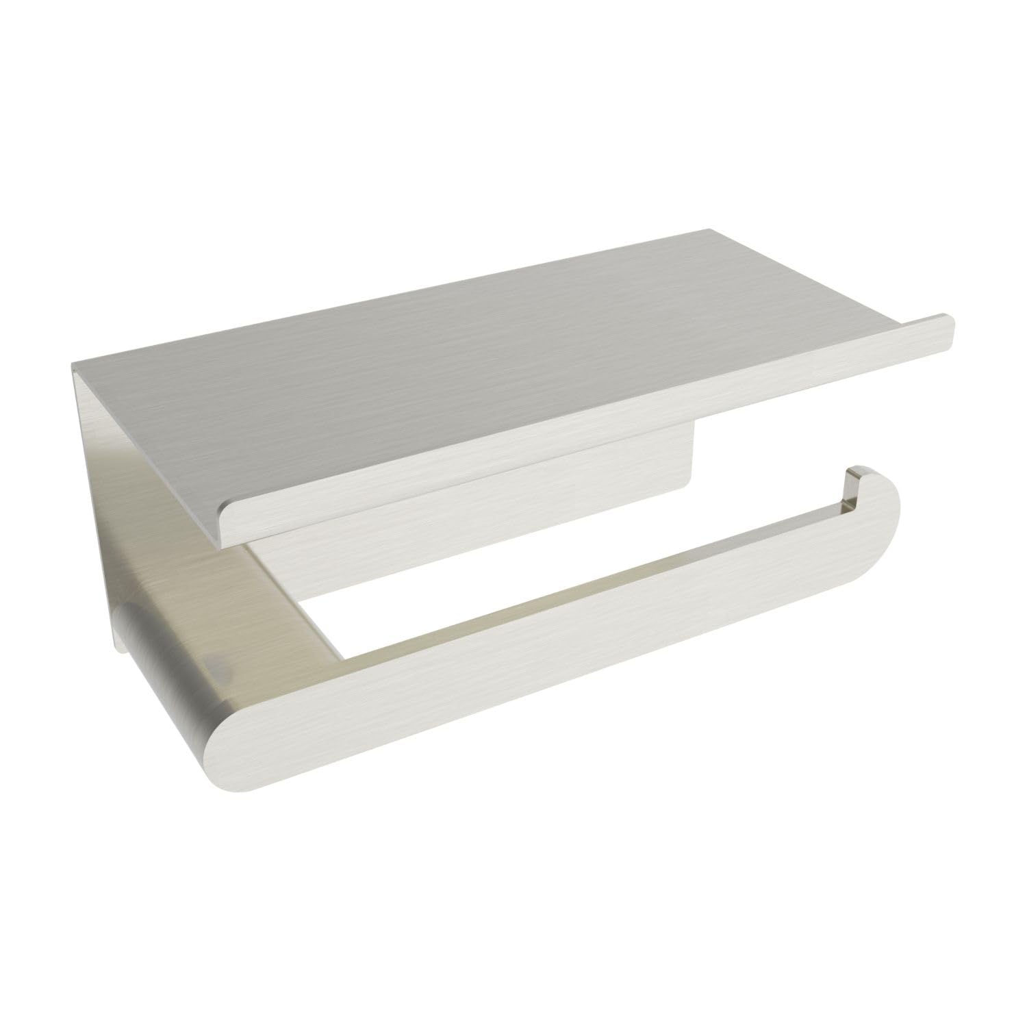 ICO Bath V405 Volkano Flow Wall Mounted Euro Toilet Paper Holder - Brushed Nickel Finish for Modern Bathroom & Powder Room Decor