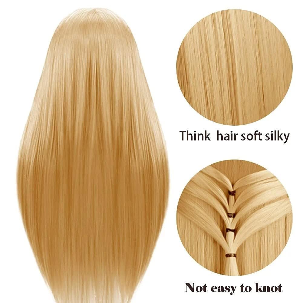 9JOY 30 Inch Shoulder Hair Dummy for Hair Styling Practice - Brown Synthetic Hair Mannequin Head for Cutting, Coloring & Styling Training - Perfect for Salon Students & Beginners