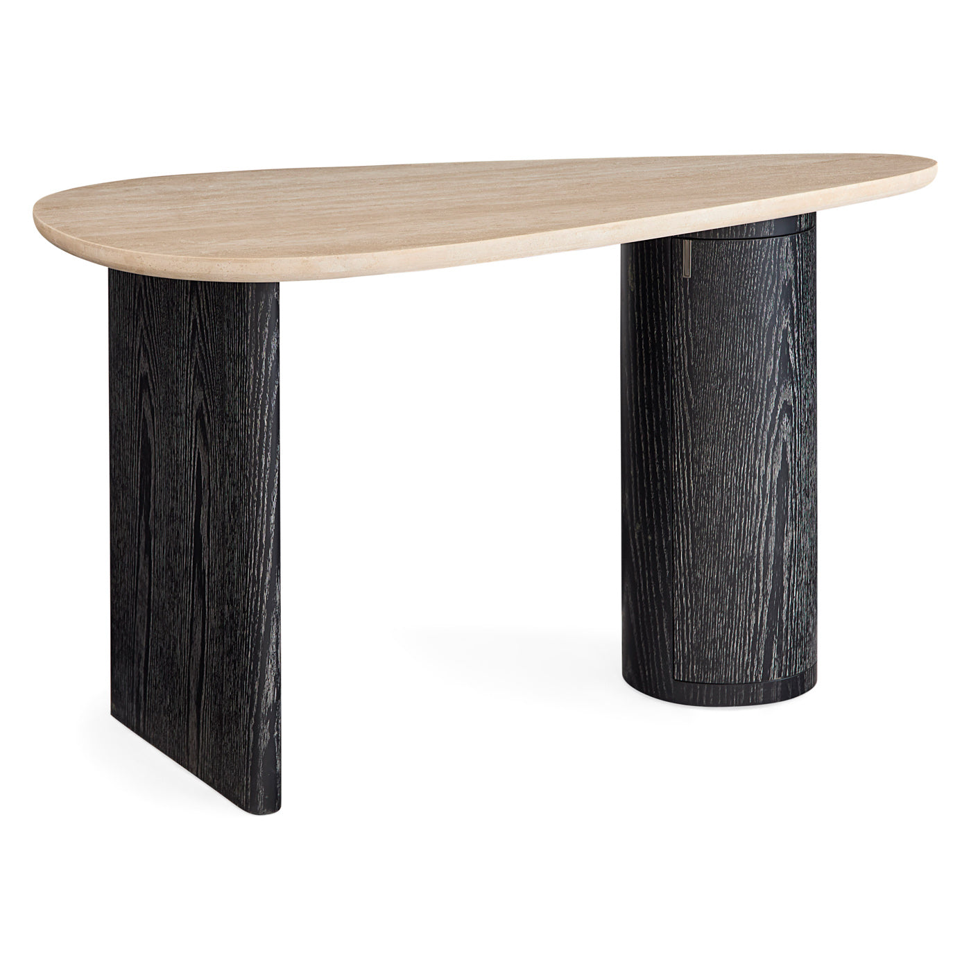 Oeuf Travertine Desk - Elegant Natural Stone Writing Table for Home Office, Study & Workspace | Modern Minimalist Design with Durable Surface for Professionals & Students