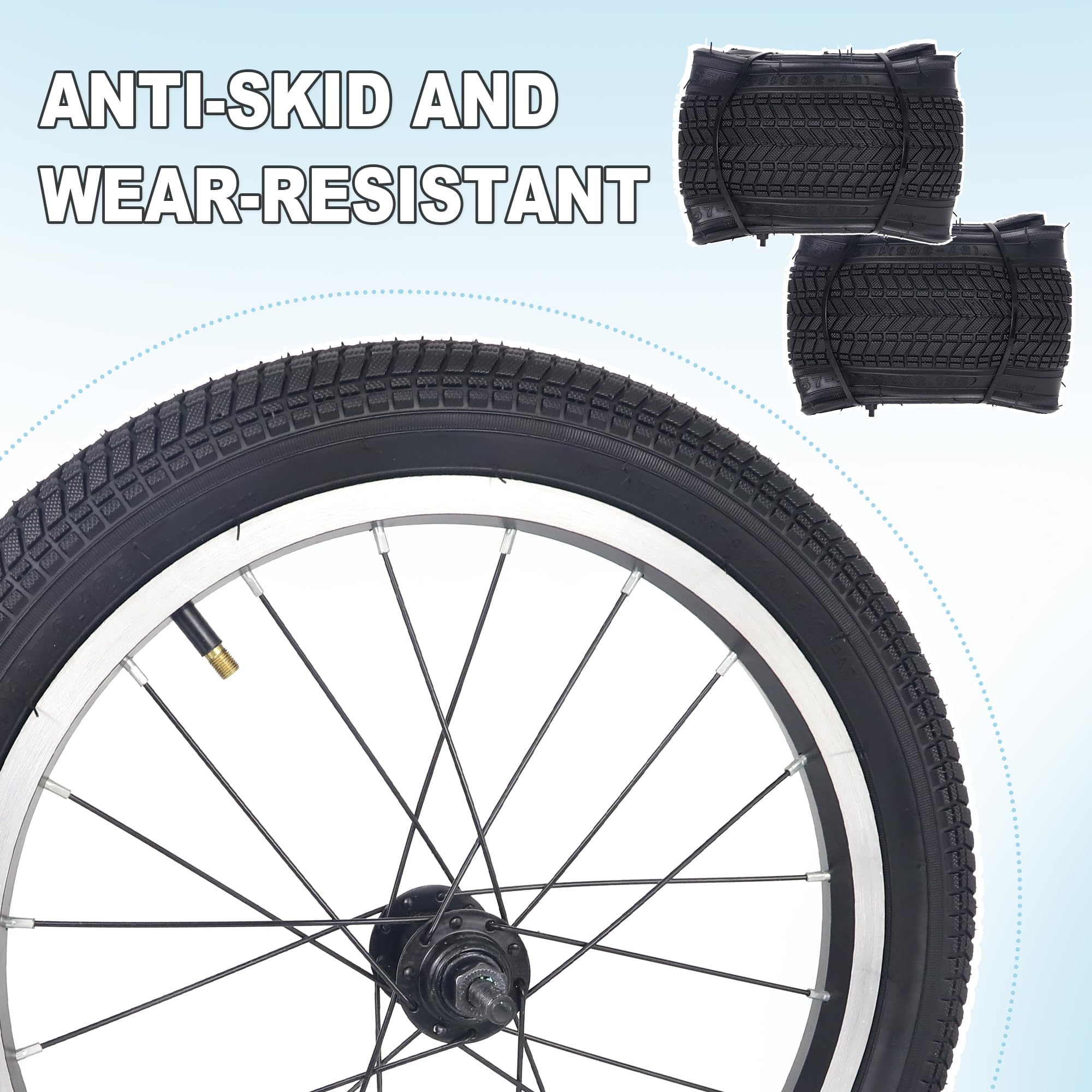 BALINGE 20 Inch Bike Tires (2 Pack) - 20 x 2.125 BMX Folding Replacement Tires for Kids Bikes - Durable Brown Rubber Tires for BMX, Cruiser & Commuter Bicycles - Perfect for Street Riding, Park Trails & Daily Commutes