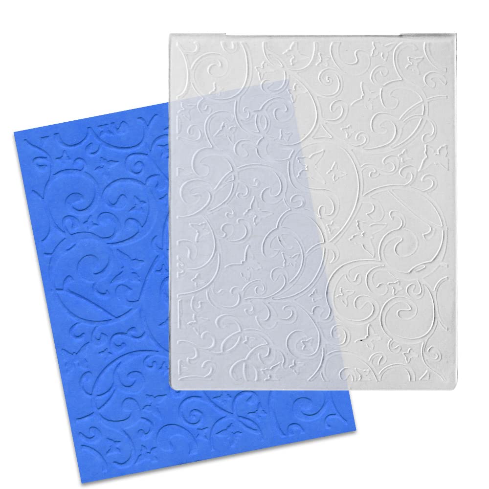 3D Butterfly Embossing Folders for Card Making - 6x4.8 Inch Lace Plastic DIY Craft Templates with Vines Leaves Design - Perfect for Scrapbooking, Photo Albums & Handmade Greeting Cards