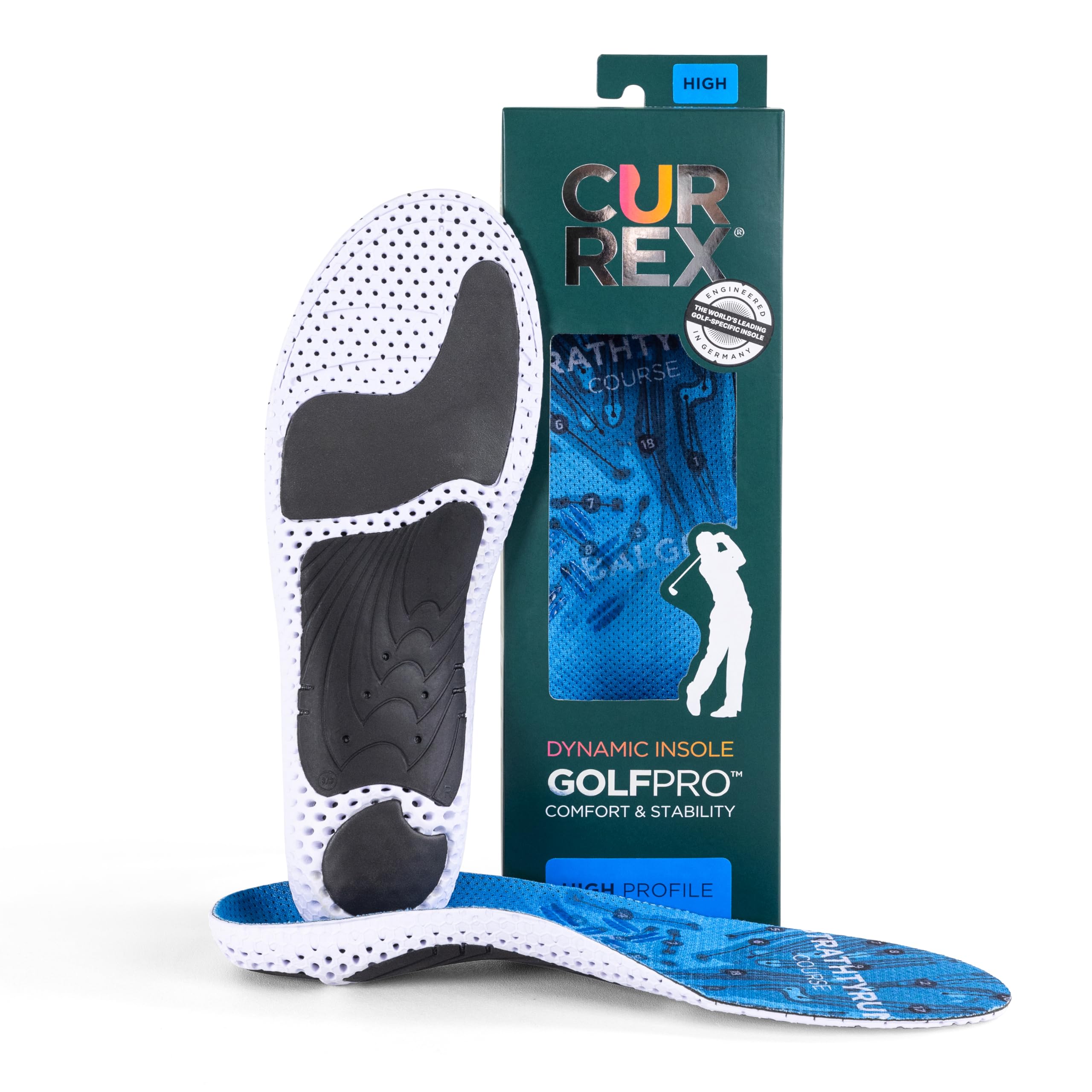 CURREX GolfPro Insoles for Golf Shoes – High Arch Support Inserts for Men & Women – Improve Balance, Stability & Comfort – Relieve Foot & Heel Pain – Small Size – Perfect for Golfers & Active Lifestyles
