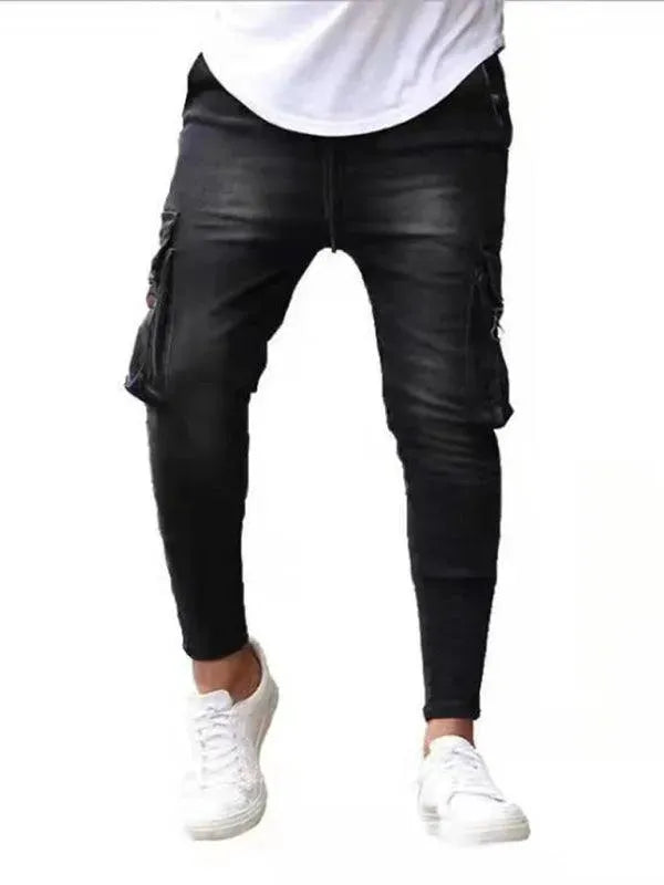 Stretch Cargo Jeans for Men - Comfortable Snap Pants with Multiple Pockets - Perfect for Hiking, Travel & Outdoor Adventures