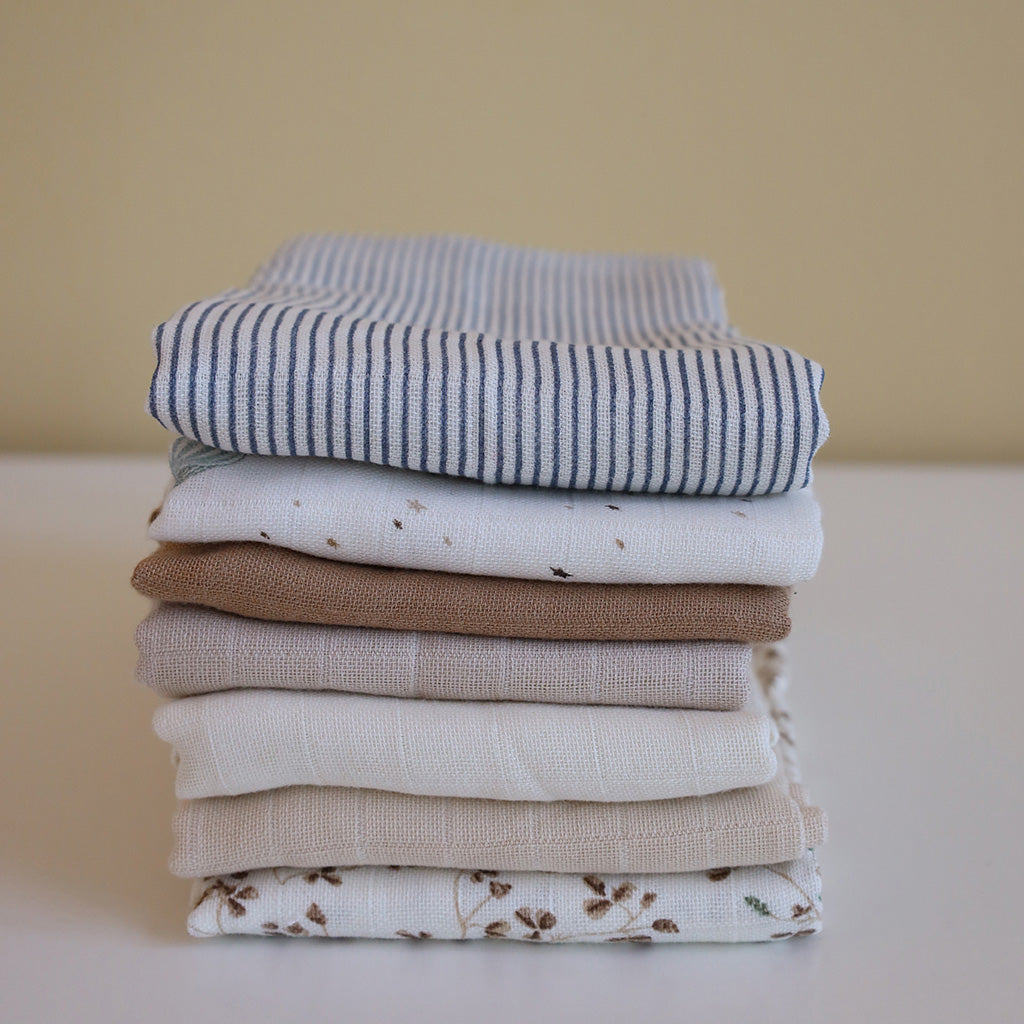 Cam Cam Copenhagen Organic Muslin Cloth 2-Pack - GOTS Certified Classic Stripes Blue - Perfect for Baby Swaddling, Burp Cloths & Nursing Covers