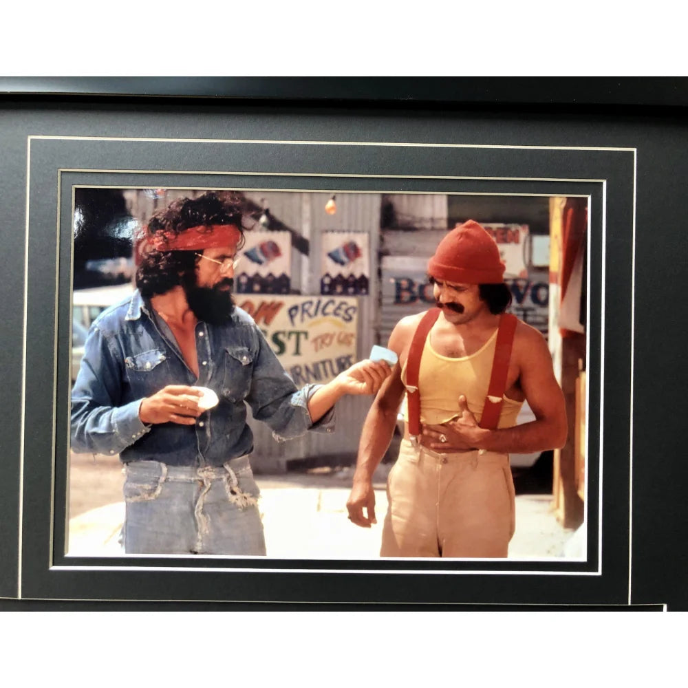 Cheech & Chong Signed 'Up in Smoke' Movie Car License Plate Framed Collage - Authentic Memorabilia for BAS Auto & Movie Fans | Perfect for Man Cave, Home Theater, or Collector's Display