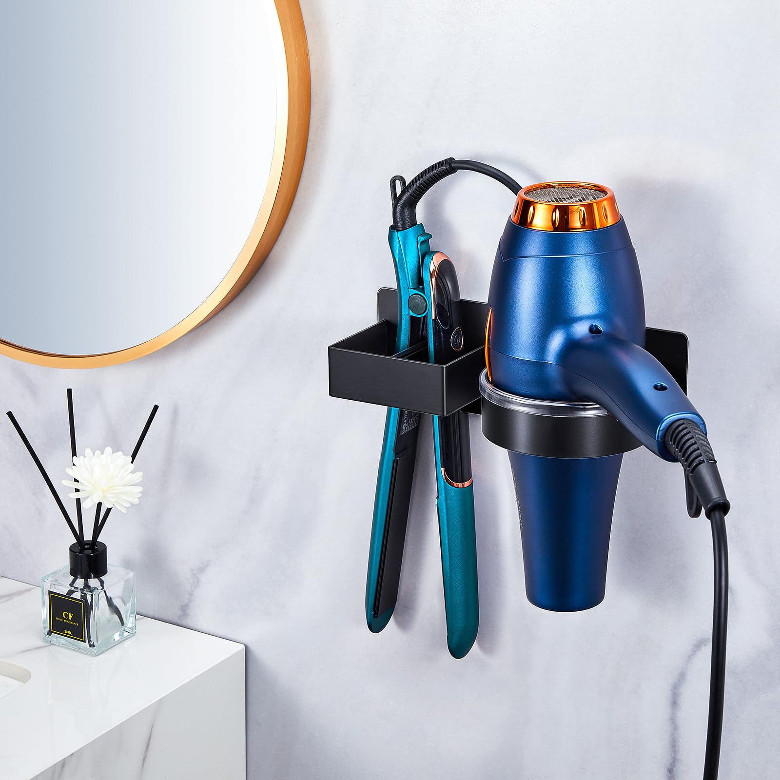Wall Mounted Hair Straightener & Blow Dryer Holder - Stainless Steel Bathroom Organizer for Hair Tools, Curling Iron & Salon Dryer Storage | Perfect for Home & Salon Use, Space-Saving Hair Styling Accessory Organizer