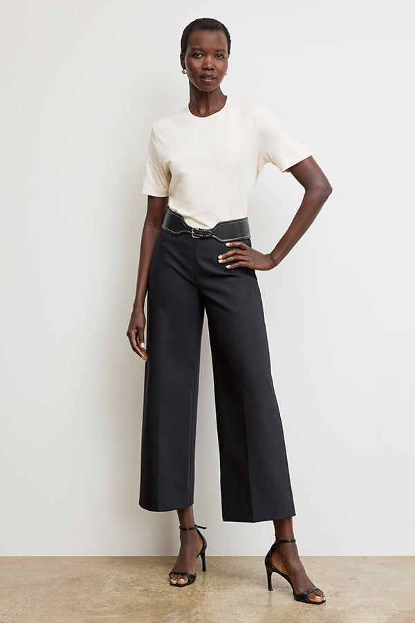 Adler Eco PowerStretch Stretch Culotte Pants for Women - Comfortable & Sustainable Black High-Waisted Trousers | Perfect for Yoga, Office & Casual Wear