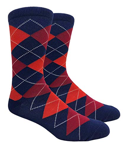 Argyle - Navy, Vibrant Persimmon & Maroon Apple