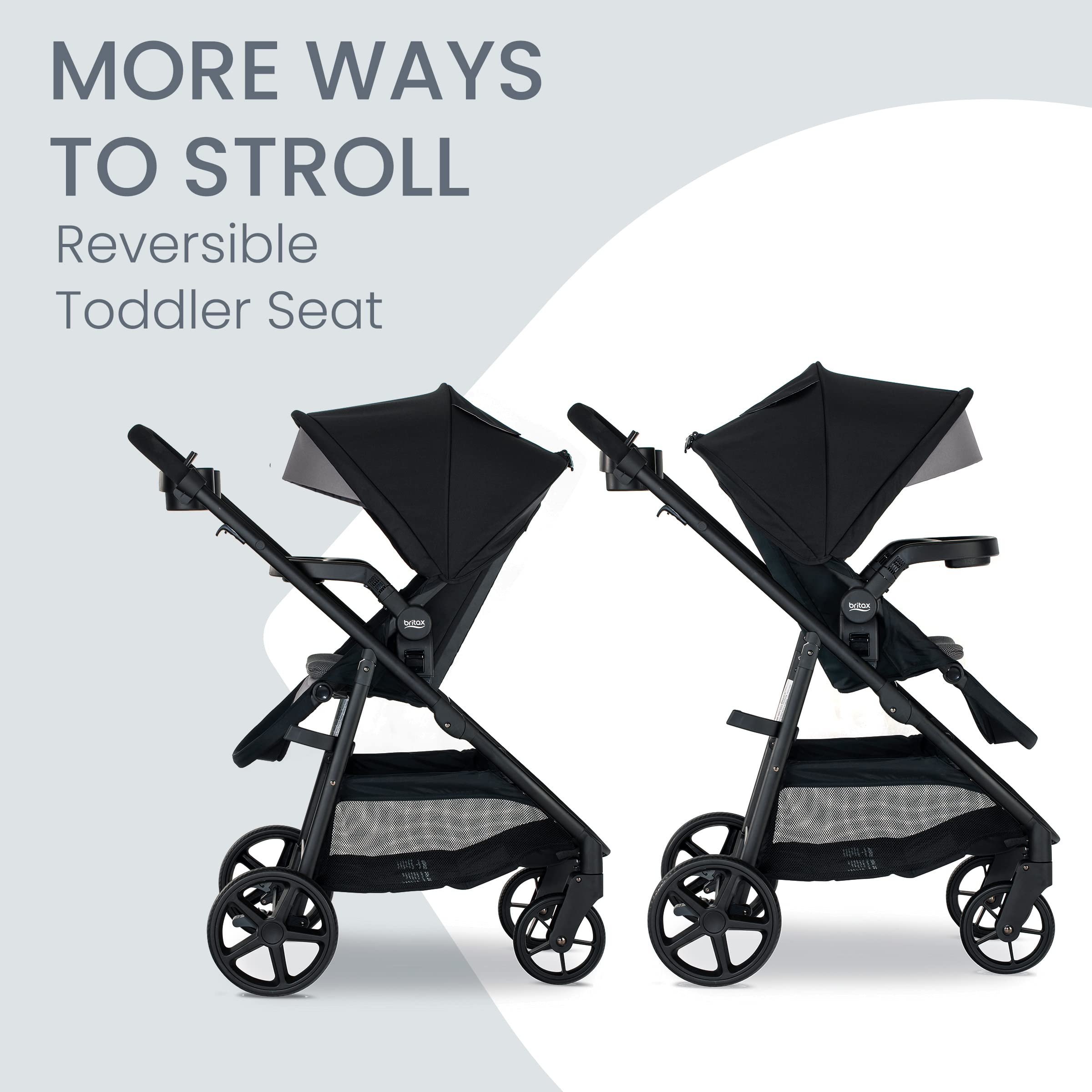 Britax Brook+ Modular Baby Stroller - Ultra-Lightweight Infant & Toddler Travel System with SafeWash Insert, 4 Recline Positions & One-Hand Fold - Graphite Onyx - Perfect for City Walks, Shopping & Air Travel