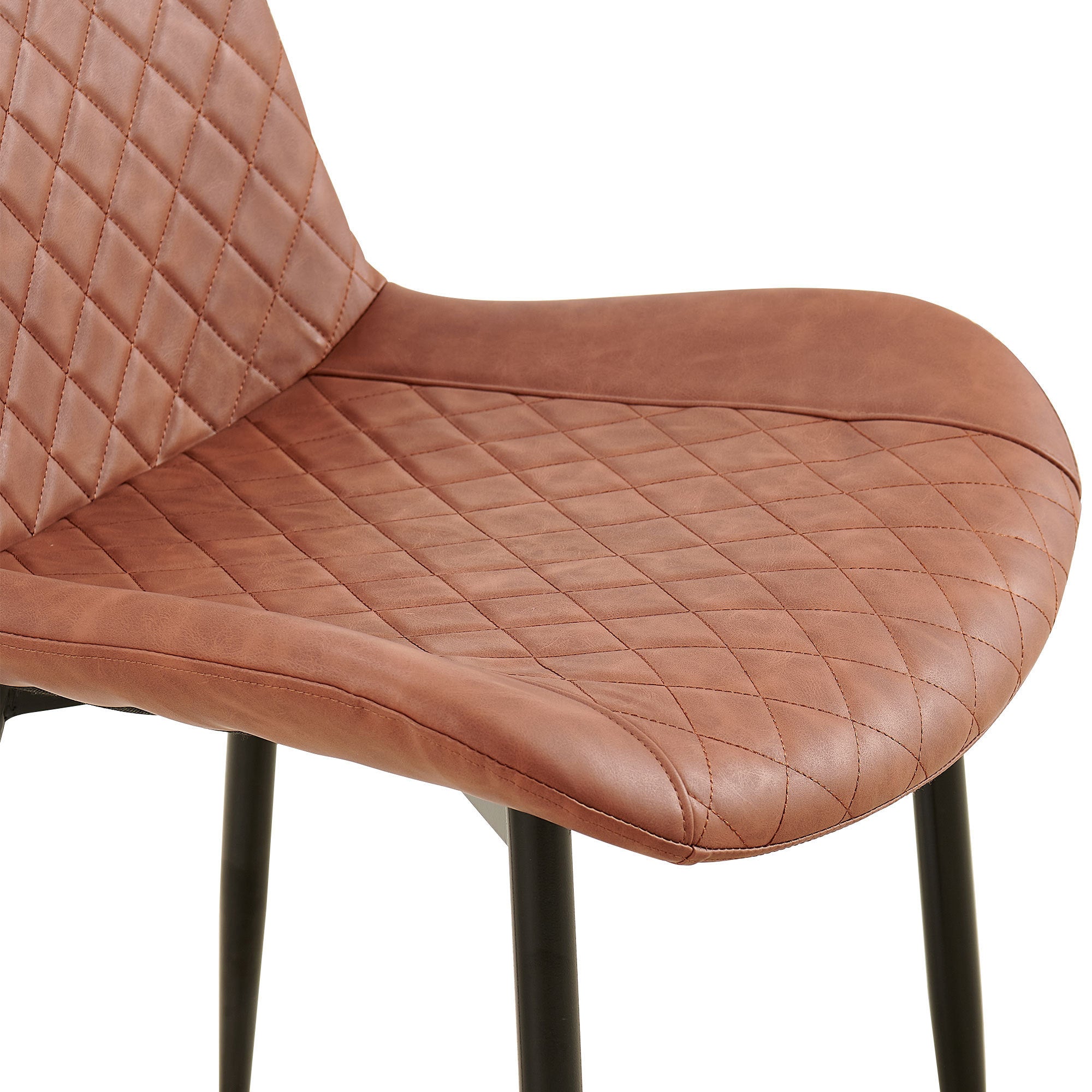 Set of 4 Brown Mid-Century Modern Leathaire Dining Chairs - Armless Side Chairs with Metal Legs for Kitchen, Living Room & Dining Room - Perfect for Home Decor & Entertaining