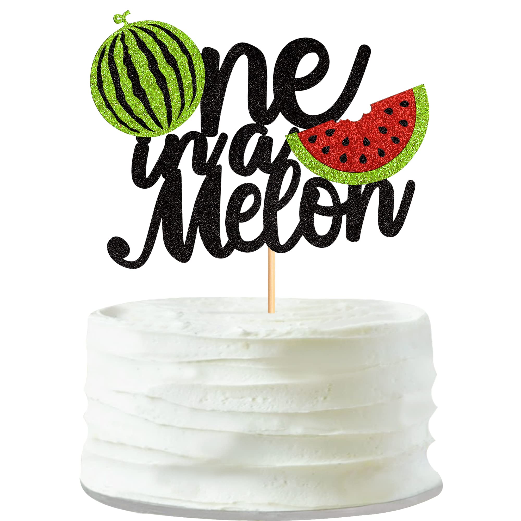 Cyodoos Watermelon Birthday Cake Topper - Black Summer Baby First Birthday Party Decoration, Photo Props & Unique Gift for 1st Birthday Celebrations | Perfect for Summer Parties, Baby Showers & Cake Decorating