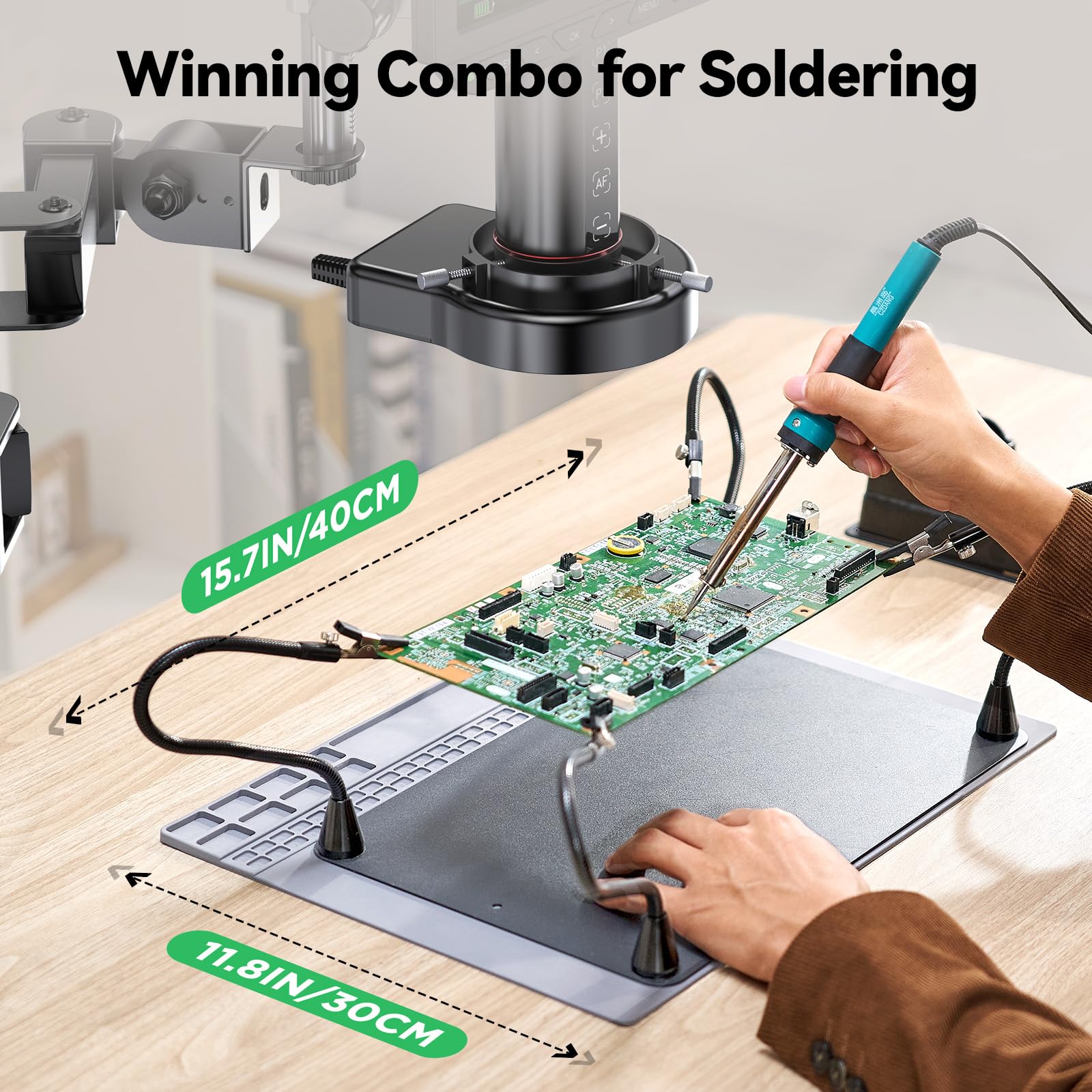 4K Auto-Focus Digital Microscope with Flexible Arm & Helping Hands Station - 8