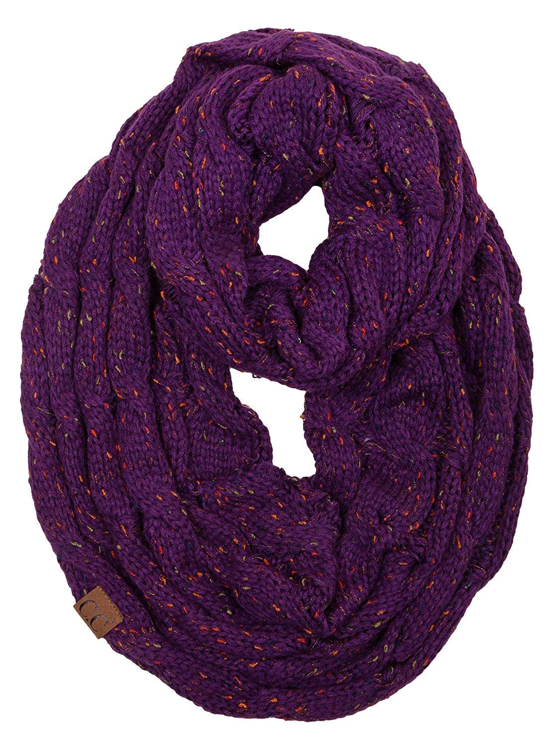 Funky Junque Matching Slouchy Beanie & Infinity Scarf Set (Pack of 2) - Confetti Purple | Winter Accessories for Women, Cozy Outfit Combo for Cold Weather Fashion