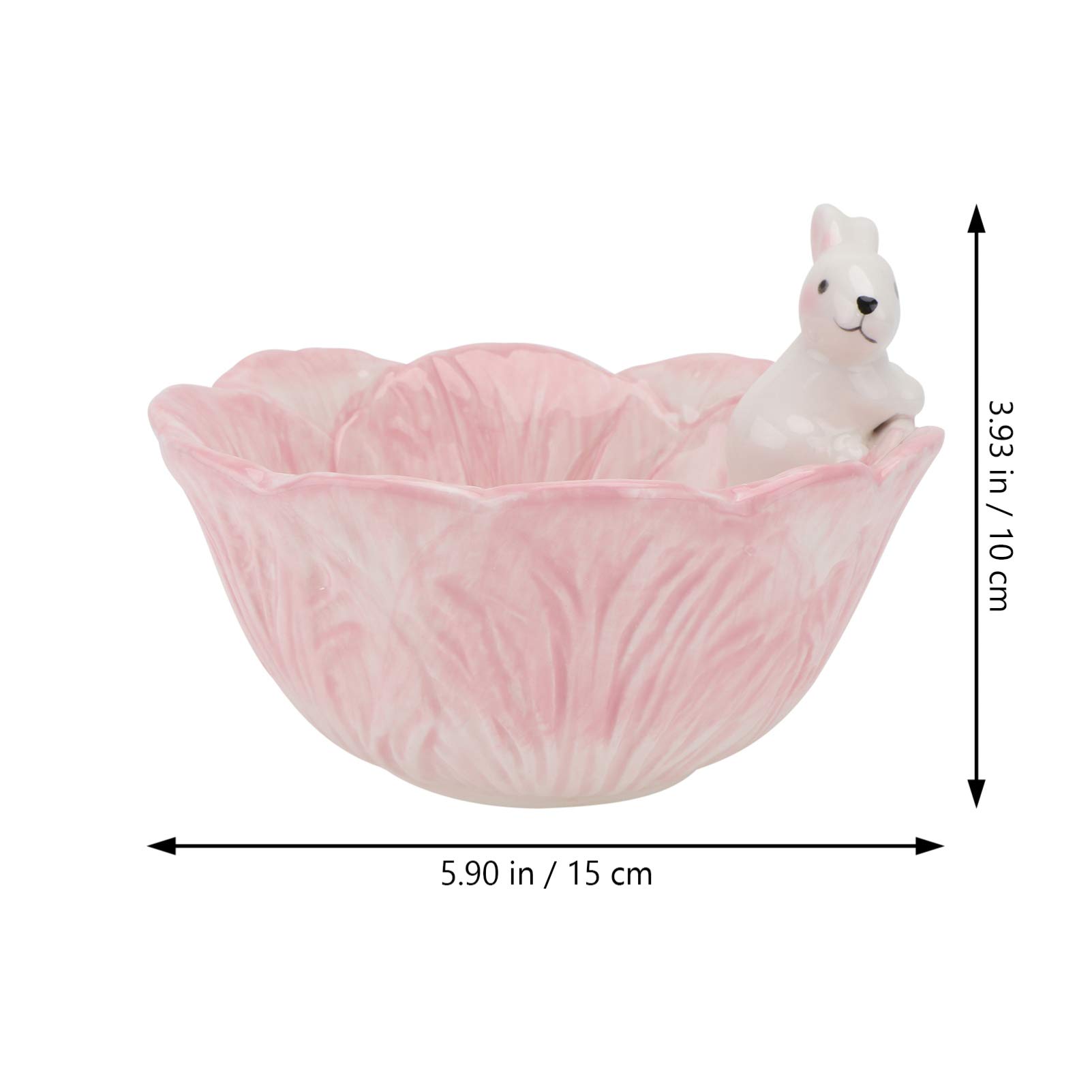 Easter Bunny Candy Bowl Ceramic - Cabbage Shaped Dessert Dish for Easter Decor & Snacks (Pink)