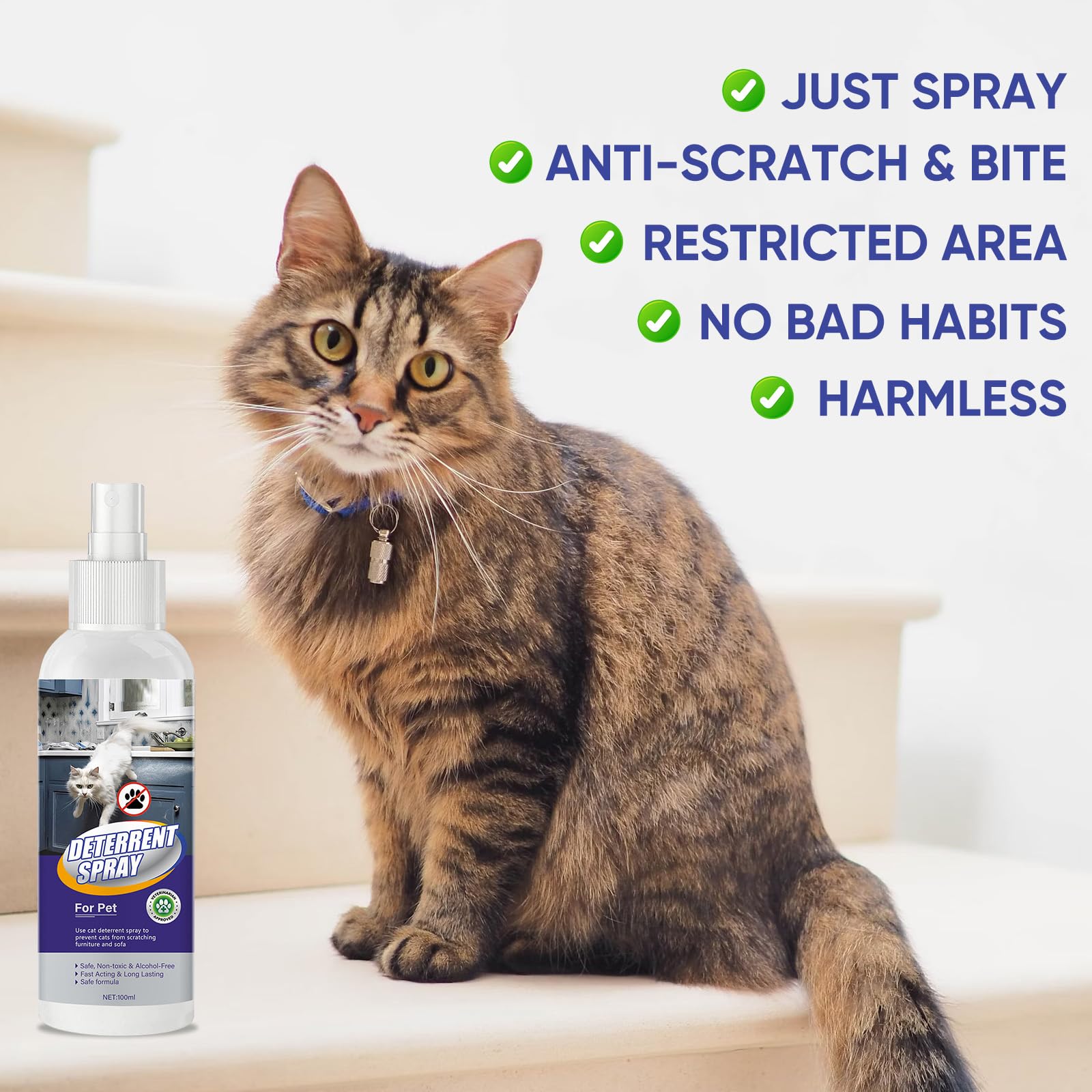 Natural Cat Deterrent Spray - Effective Pet Repellent for Indoor & Outdoor Use | Stops Scratching & Protects Furniture | Safe Training Solution for Cats