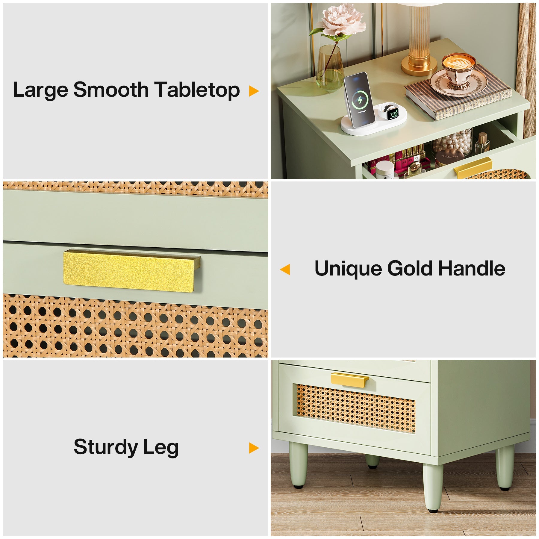 20 Inch Wood Night Stand with 3 Drawers - Bedside Table Storage Cabinet for Bedroom, Living Room & Office Organization