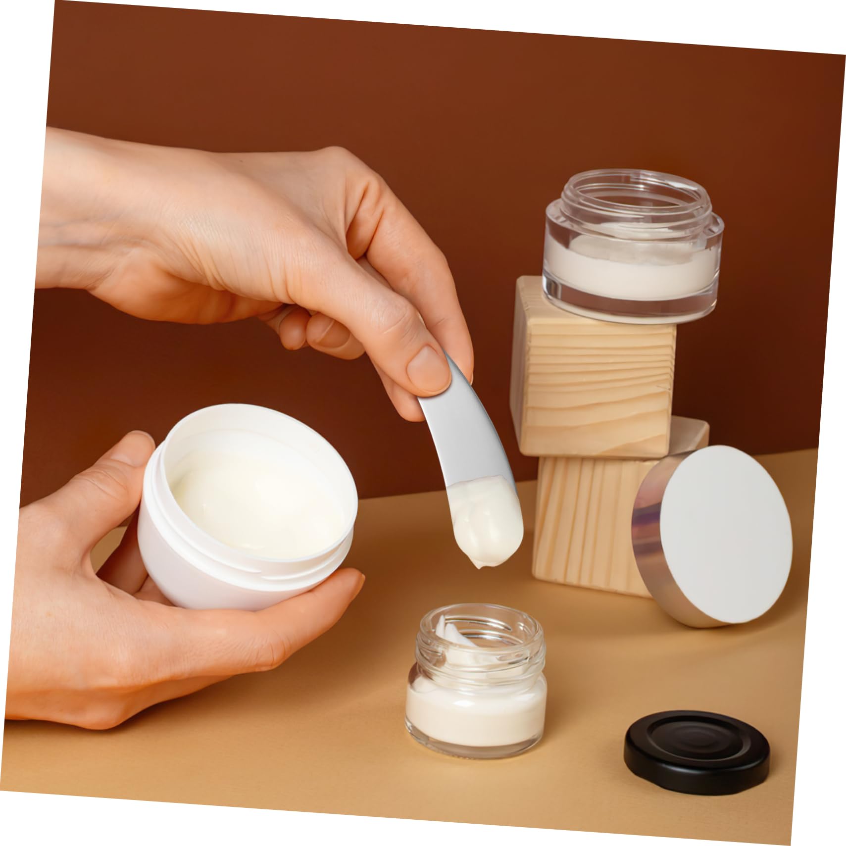 NOLITOY Stainless Steel Skincare Spatula Set - 3-Piece Mini Beauty Tool for Face Cream, Cosmetic Scoop & Makeup Application | Perfect for Jars, Bottles & Travel Kit