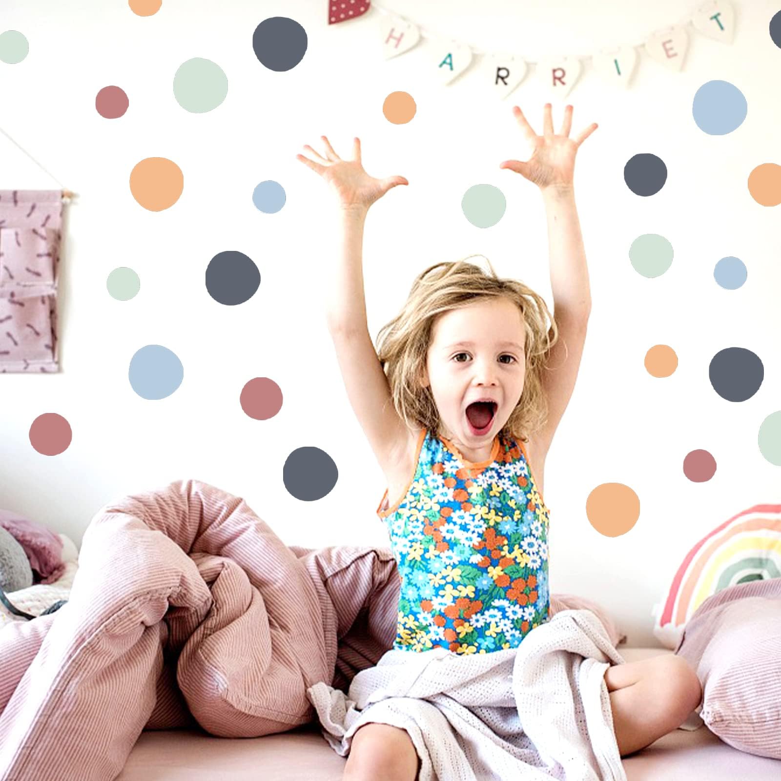 Boho Polka Dot Wall Stickers for Kids’ Bedroom, Nursery & Playroom - Removable Decals for Room Decor, Perfect for Girls' Rooms & Toddler Play Areas