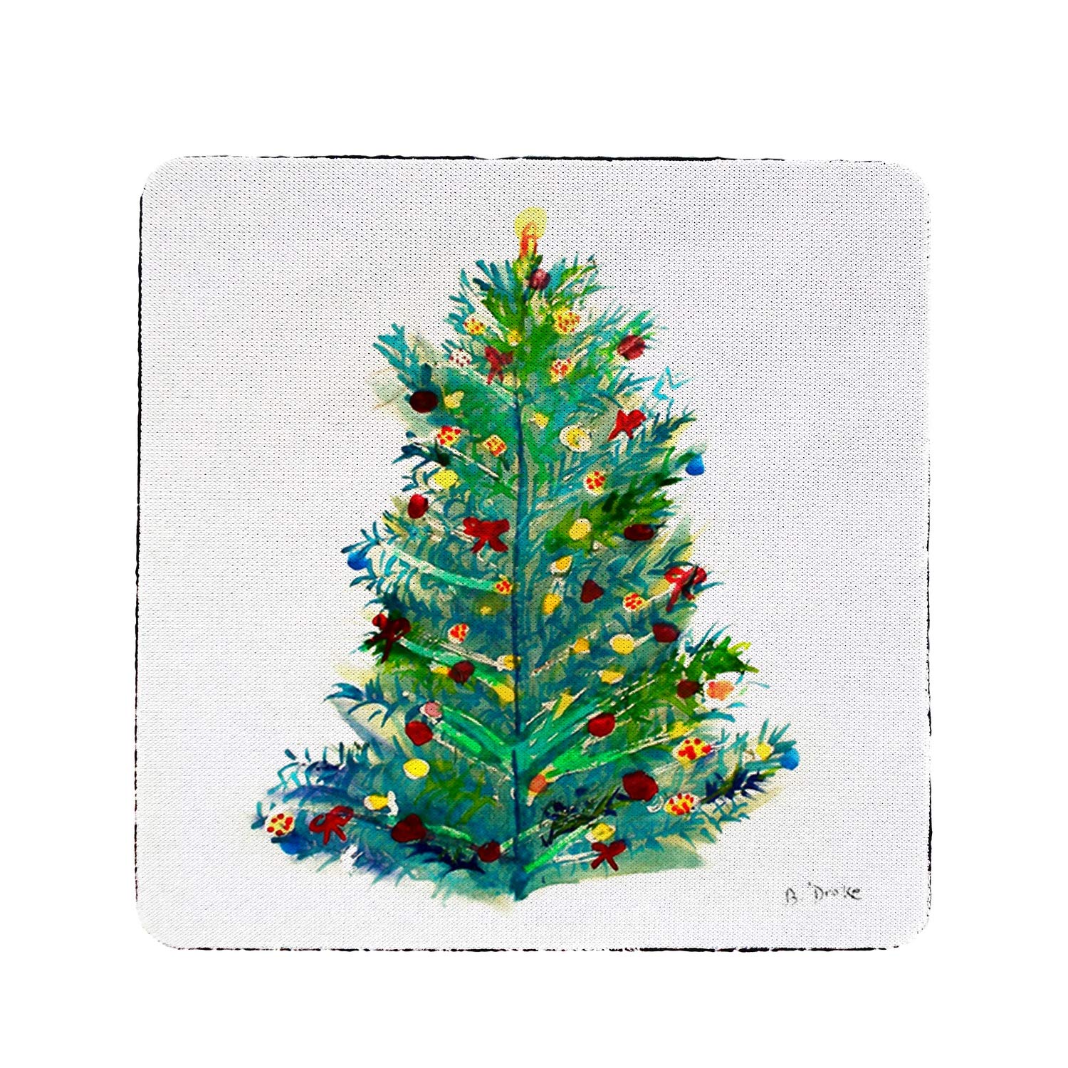 Betsy Drake Christmas Tree Coaster Set of 4 - Holiday Drink Coasters for Coffee, Wine & Cocktails - Festive Table Decor for Xmas Parties & Home Decor