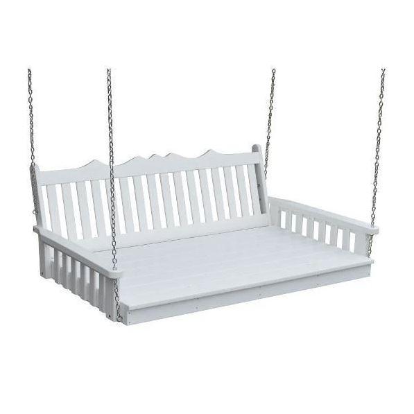 A & L Furniture Poly Royal English Swing Bed - Outdoor Patio Hanging Bed for Garden, Porch, and Backyard Relaxation