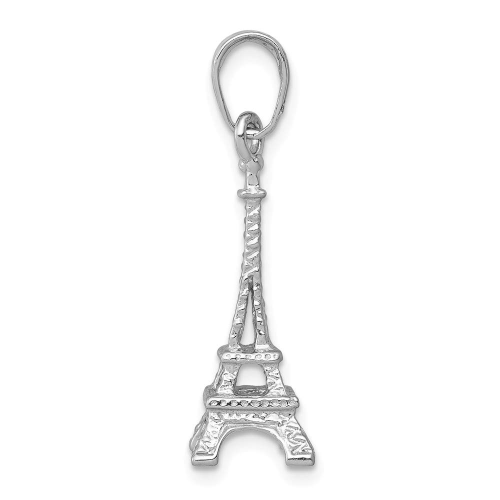 14K White Gold 3D Eiffel Tower Pendant Necklace - Elegant Paris Jewelry for Women | Perfect Gift for Travel Lovers & Anniversary Celebrations