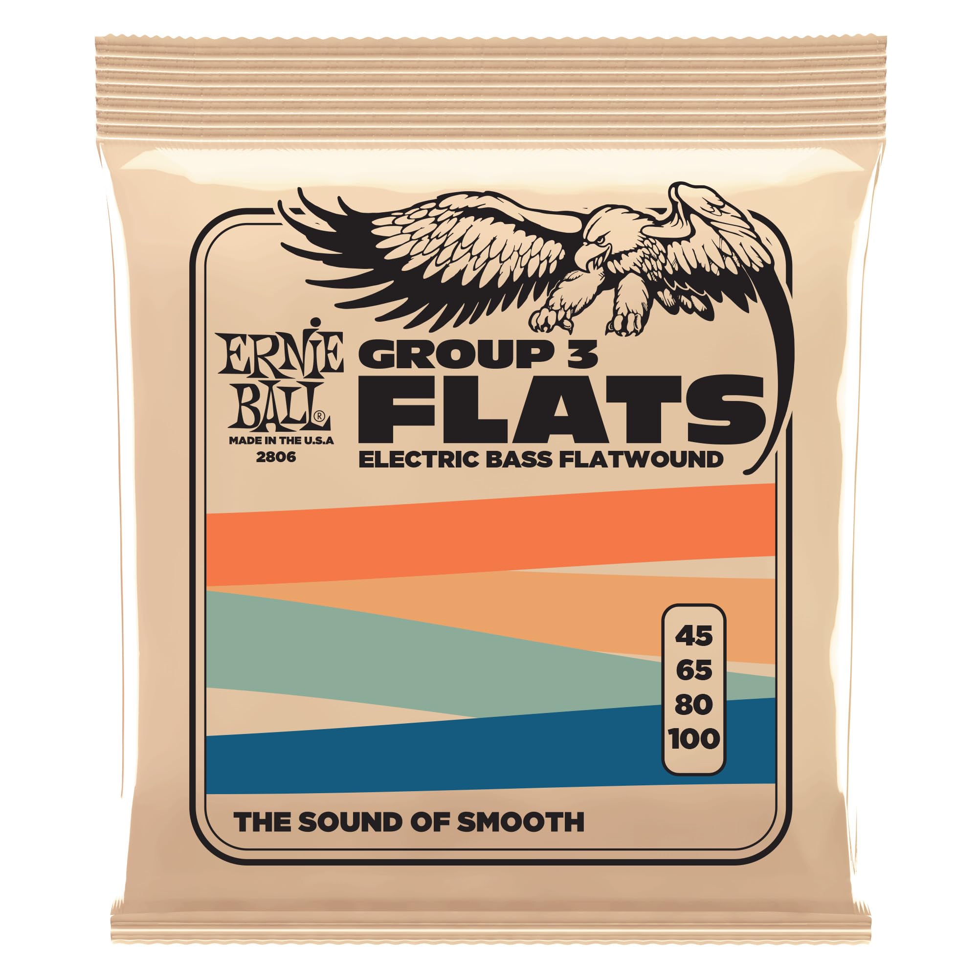 Ernie Ball Group III Flatwound Bass Guitar Strings 45-100 Gauge (P02806) - Smooth Feel & Warm Tone for Jazz, Blues & Studio Recording