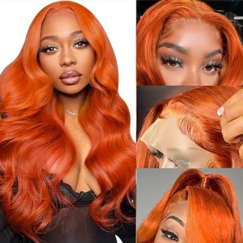 Ginger Orange 13x4 Body Wave Lace Front Wigs Human Hair
